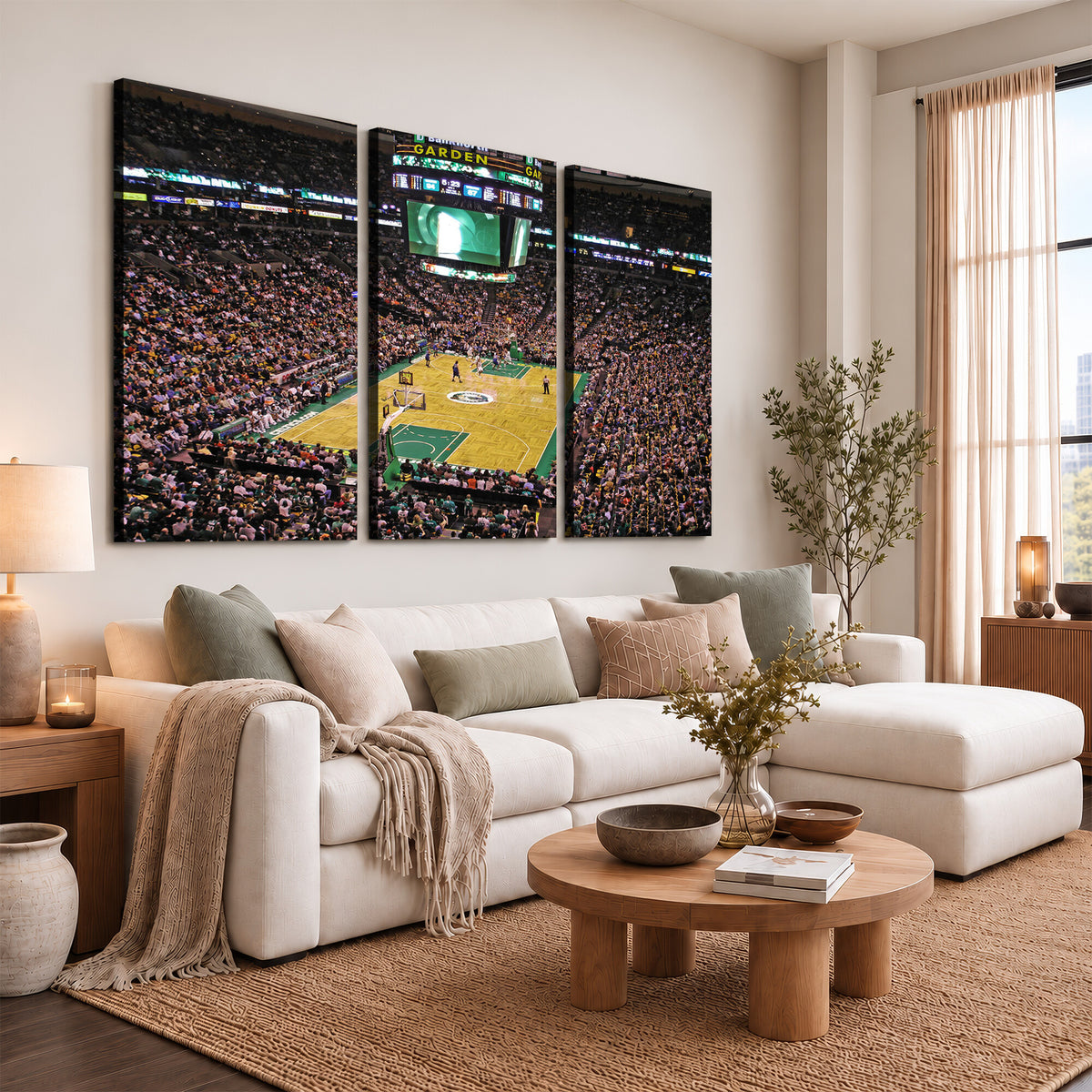 21705-MGV-CV-36X24 - TD Garden Basketball Canvas Wall Art | Boston Celtics Live Action