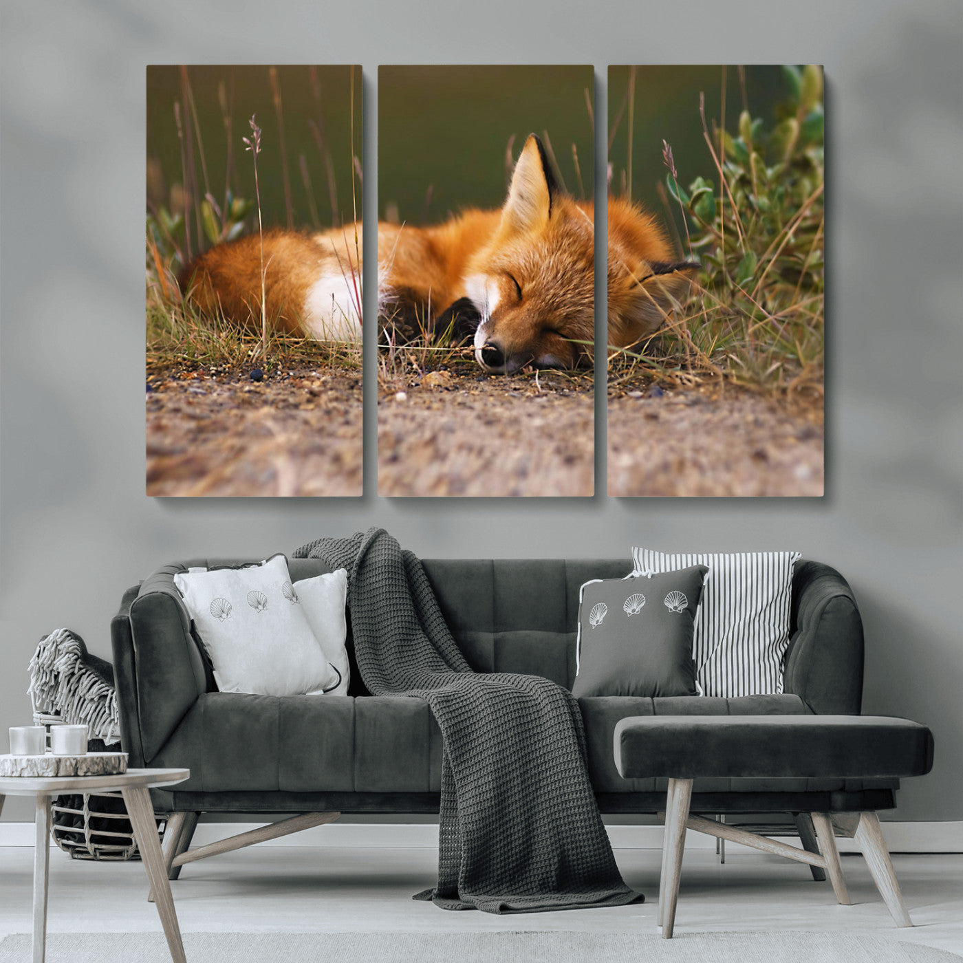 -Sleeping Fox Wall Art Canvas Print, Farmhouse Wall Decor and Animal Wall Art Print