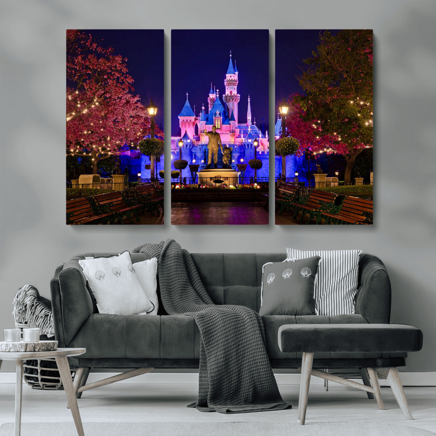 MGV-CV-48X32-3P - Castle Large Wall Art Disney Magic Kingdom Kids Room Decor - Disney World Christmas Home Decor Child