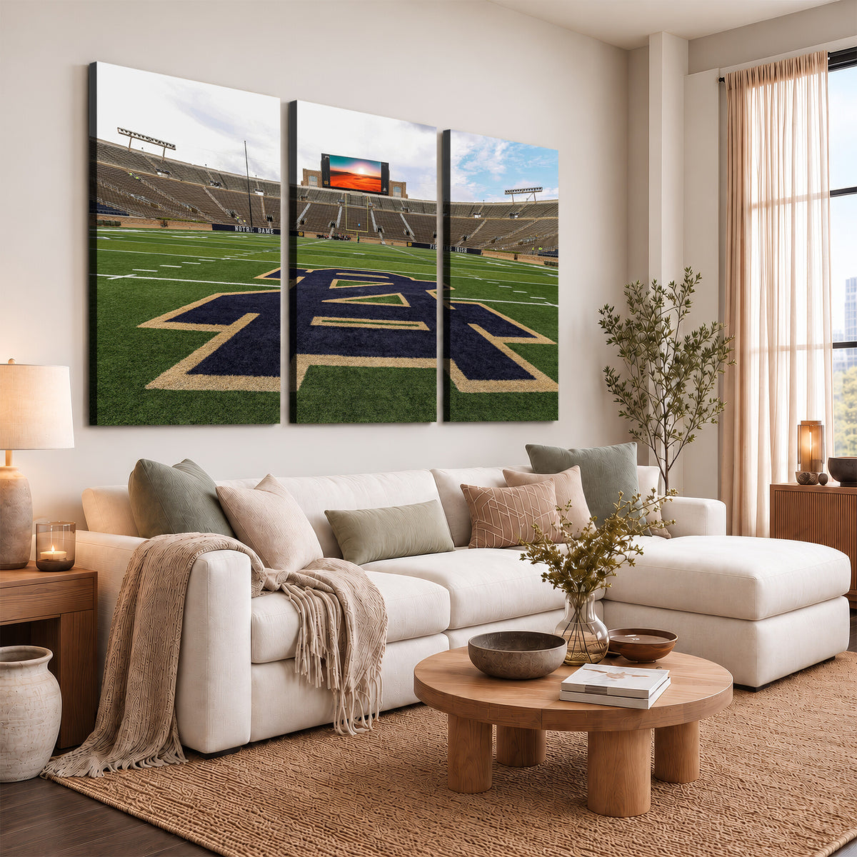 52835-MGV-CV-36X24 - Notre Dame Stadium Giclee Canvas Print | Triptych Wall Art Featuring Iconic Notre Dame Football