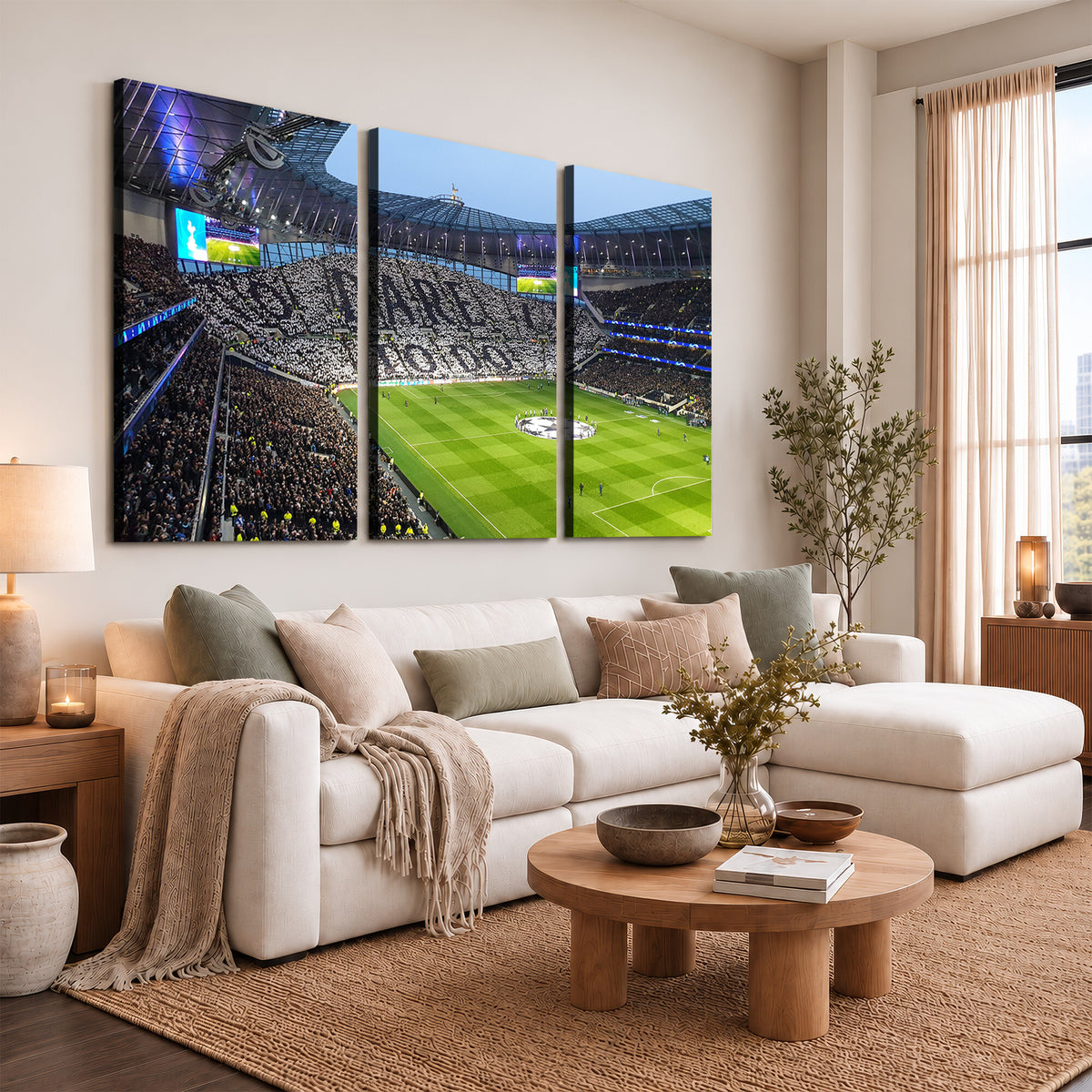 38765-MGV-CV-36X24 - Tottenham Hotspur Stadium Canvas Print, Match Day Triple Canvas Wall Art