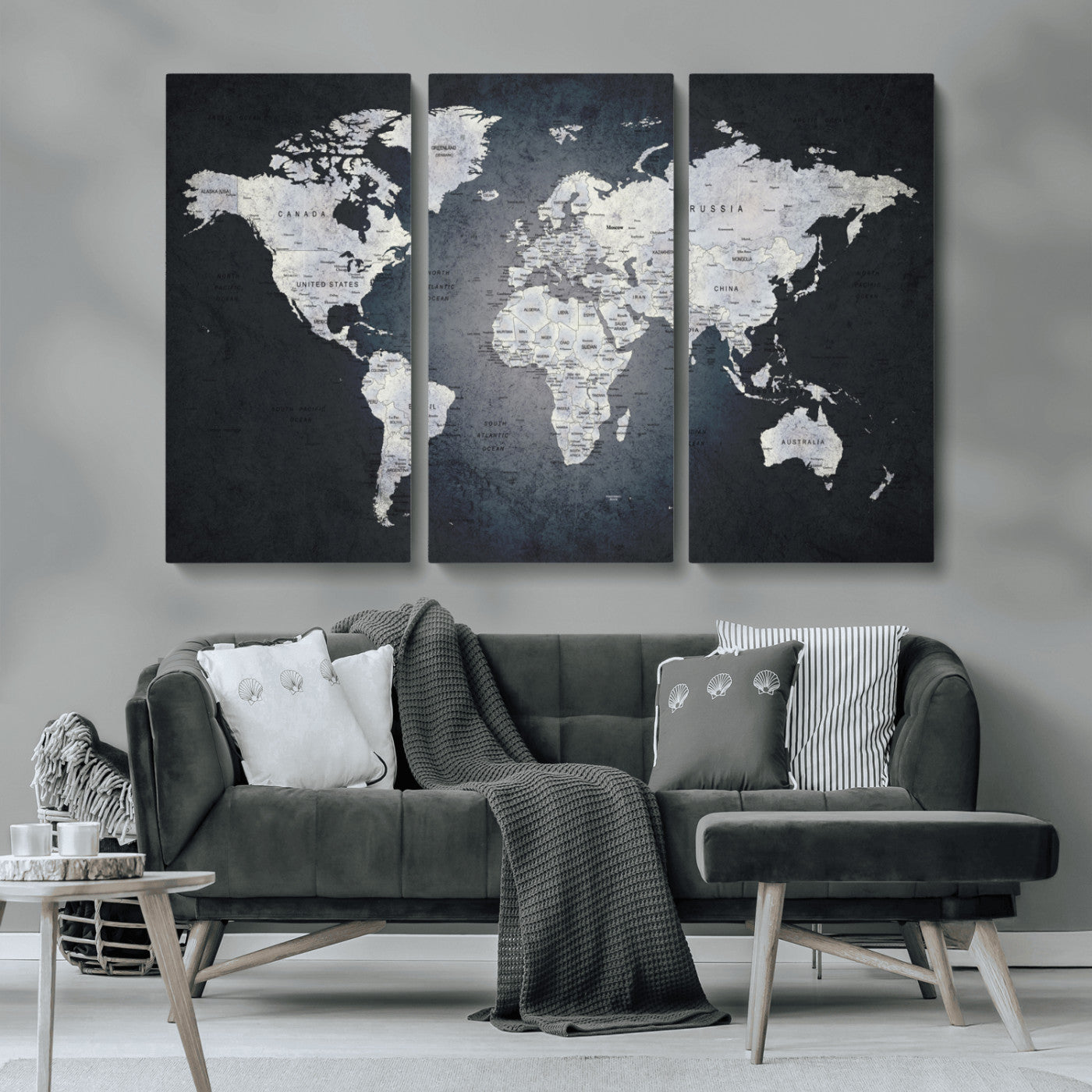 MGV-CV-48X32-3P - World Map Wall Art Canvas Print for Home and Office Decor