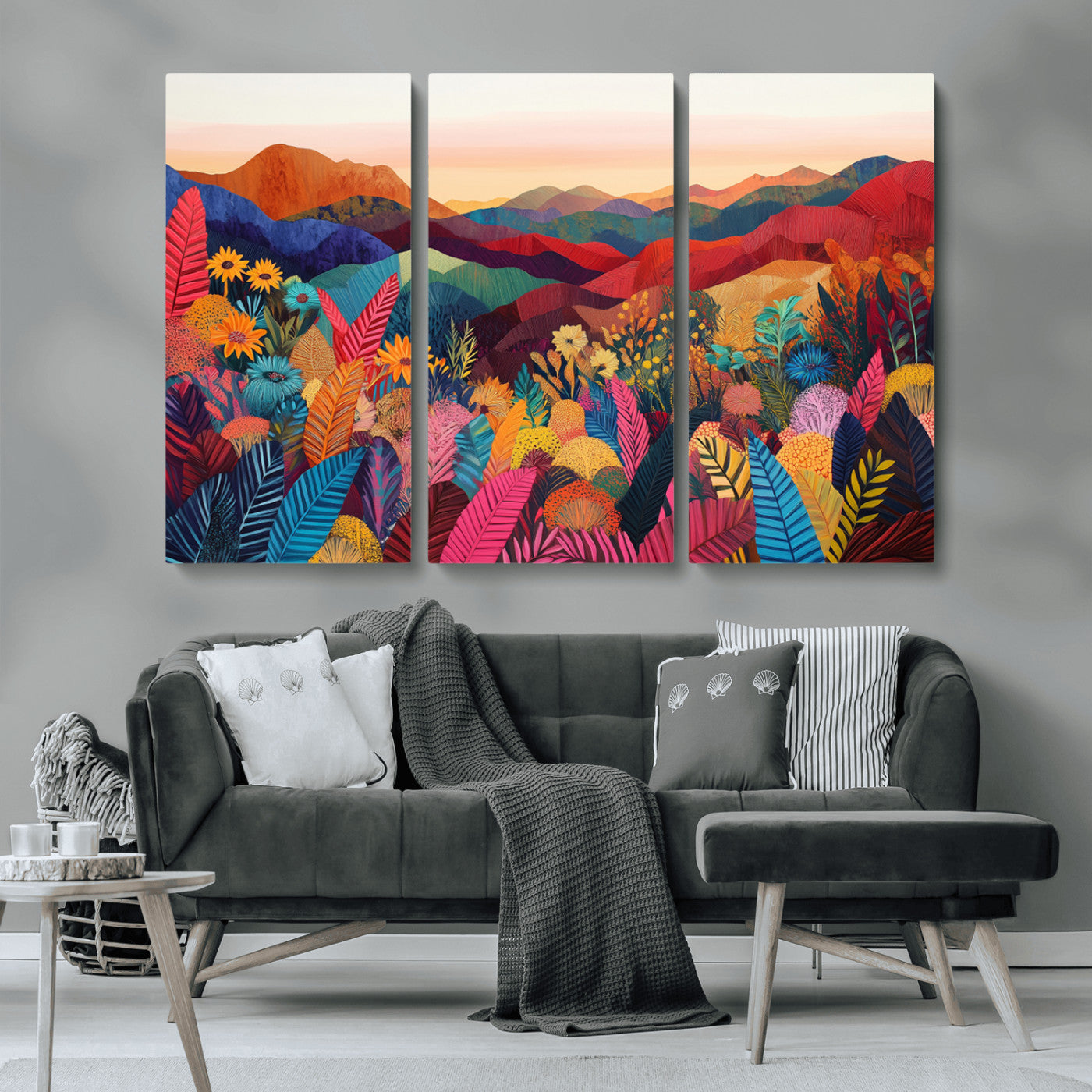 MGV-CV-48X32-3P - YAYOI KUSAMA Abstract Print - Landscape Canvas Wall Art Print - Vibrant Modern Decor for Living