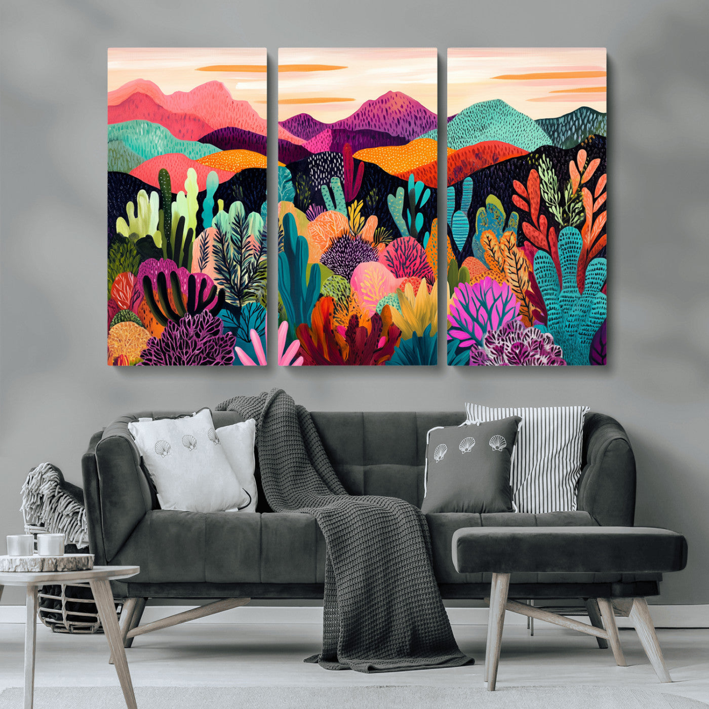 MGV-CV-48X32-3P - Abstract Kusama Print - Landscape Canvas Wall Art Print - Vibrant Modern Decor for Living Room,
