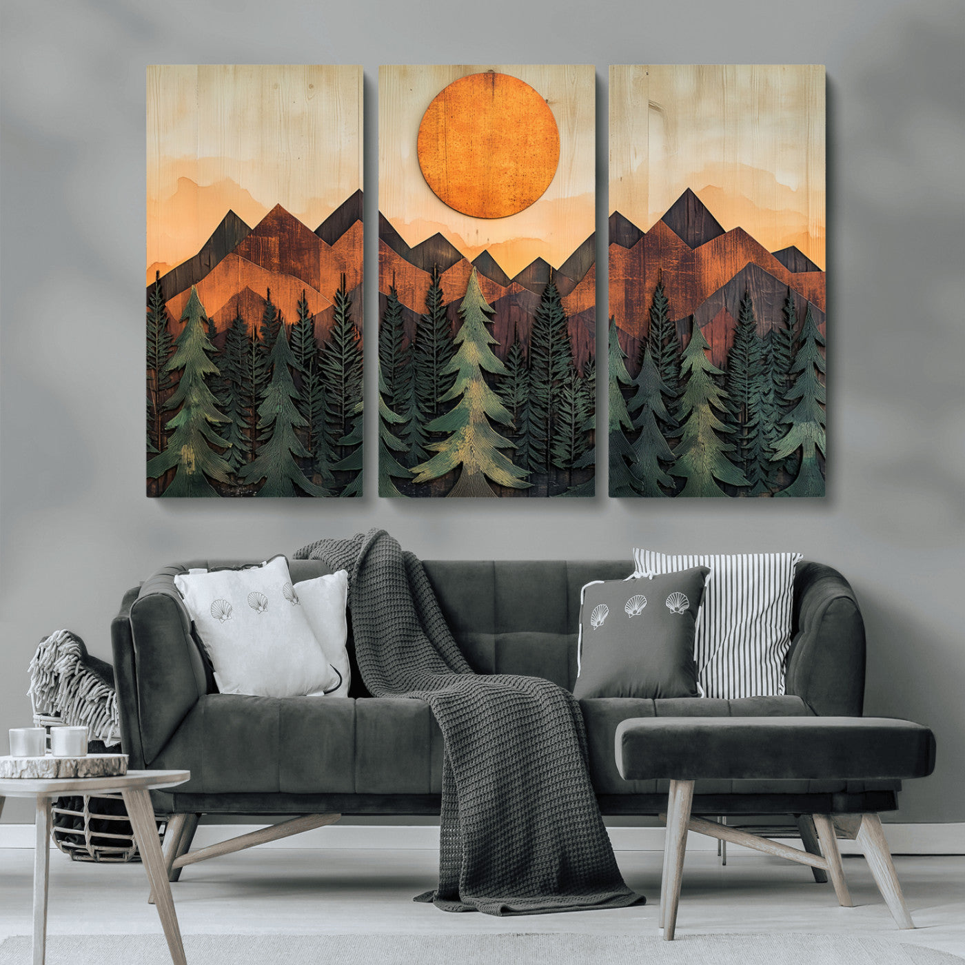 MGV-CV-48X32-3P - Sunset Mountain Landscape Canvas Wall Art Print - Nature Decor for Living Room, Office