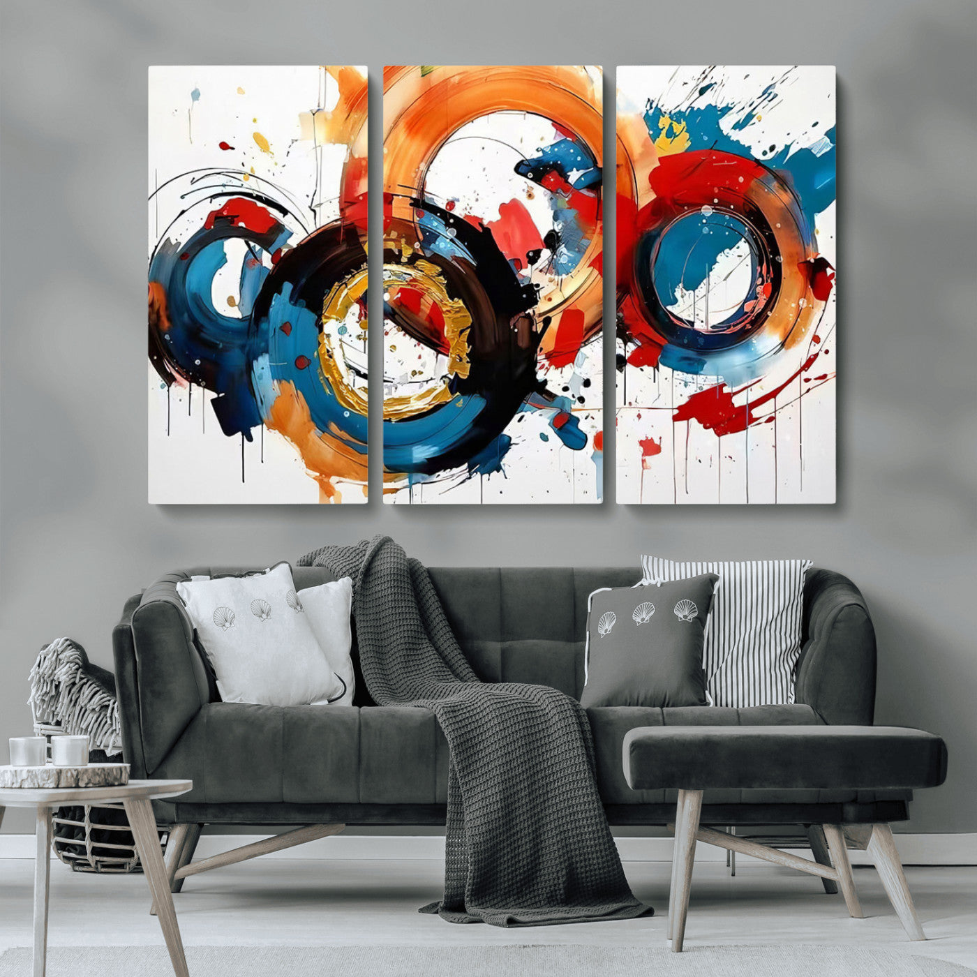 MGV-CV-48X32-3P - Abstract Wall Art, Rings Wall Art Canvas Print