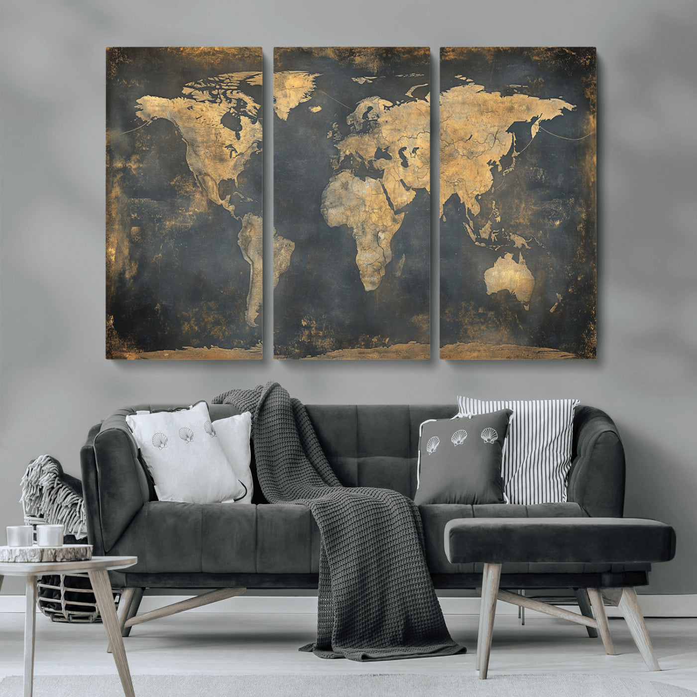MGV-CV-48X32-3P - Push Pin World Map Canvas Print – Framed Wall Art for Couples to Track Their Travels – Anniversary