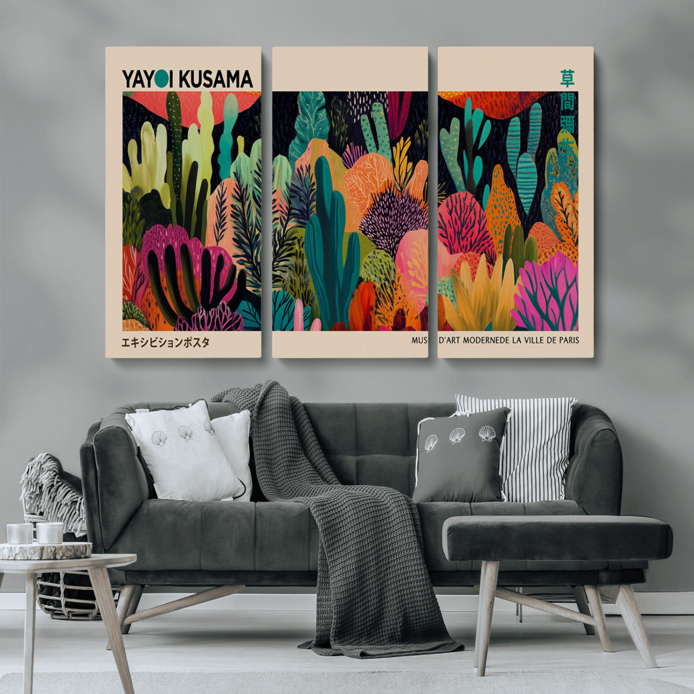 MGV-CV-48X32-3P - Yayoi Kusama Wall Art Canvas Print, Abstract Art, Large Yayoi Kusama Framed Canvas Print, Japanese