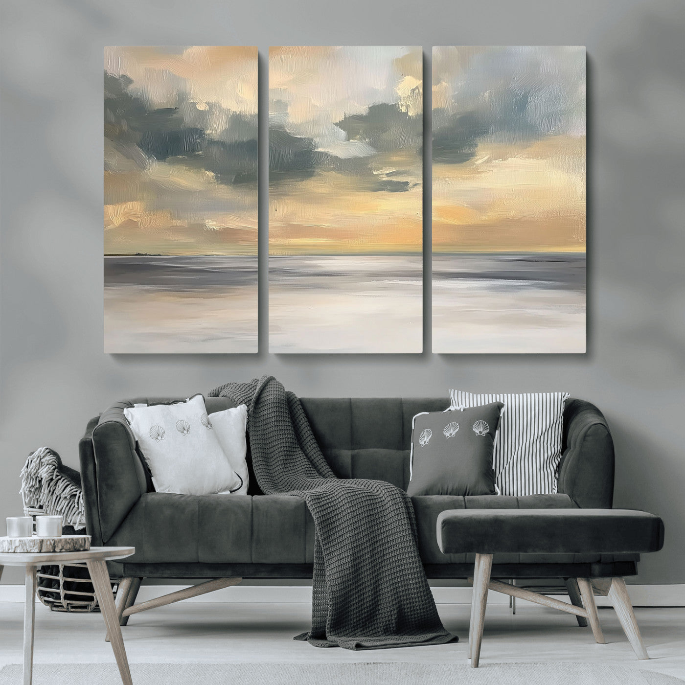 MGV-CV-48X32-3P - Modern Coastal Artwork with Vibrant Abstract Ocean Waves Wall Art Canvas Print for Contemporary