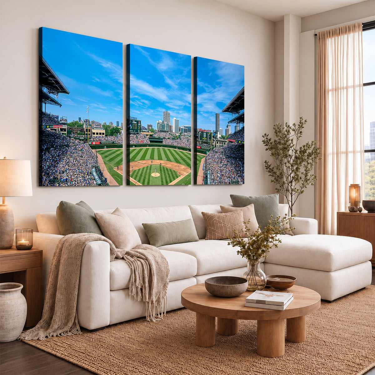 32373-MGV-CV-36X24 - Wrigley Field Chicago Cubs Panoramic Art Multi-Piece Canvas