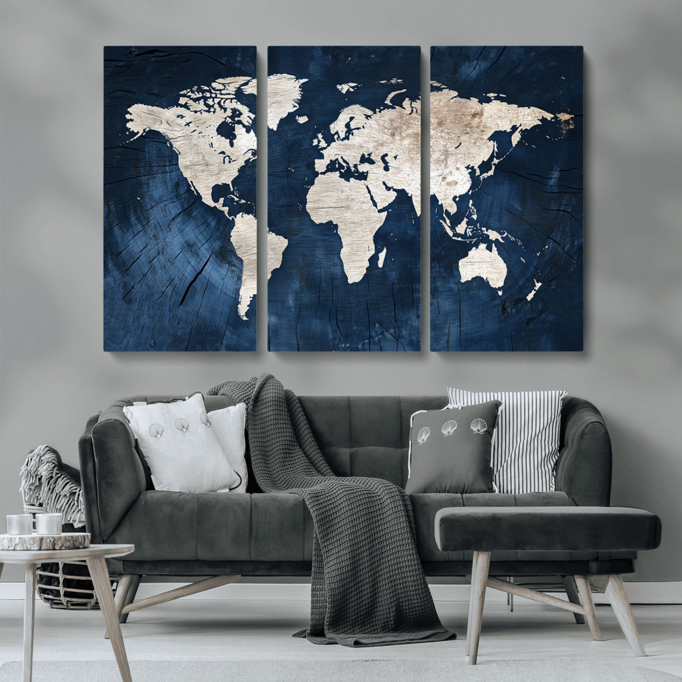 MGV-CV-48X32-3P - Push Pin World Map Canvas Print – Framed Wall Art for Couples to Track Their Travels – Anniversary