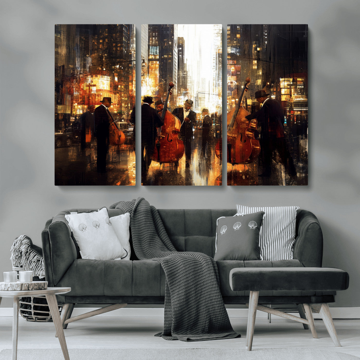 MGV-CV-48X32-3P - Abstract Jazz Art Wall Art Canvas Print - Framed Abstract Music Canvas - Colorful Instrument Poster