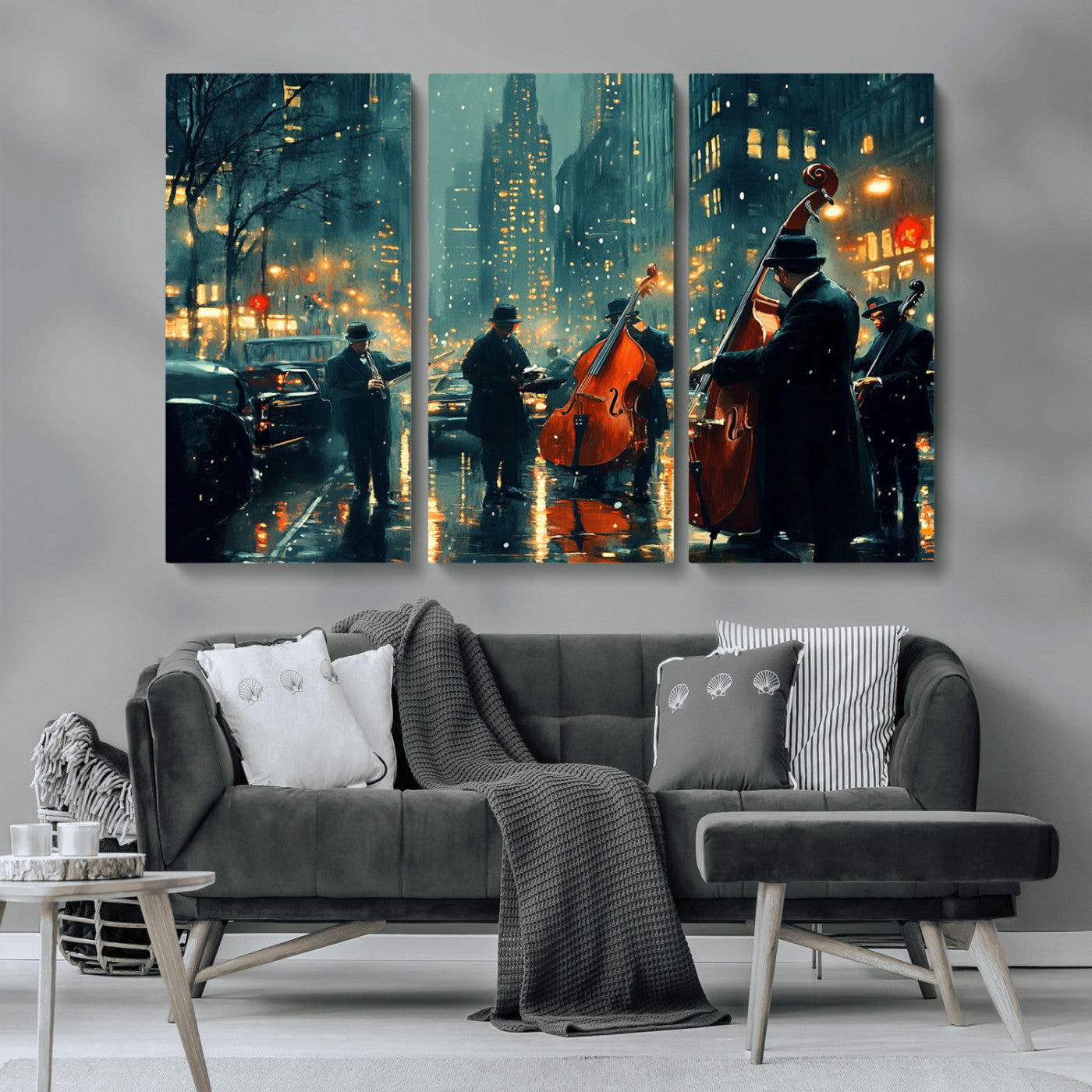 MGV-CV-48X32-3P - African American Jazz Art Print - Framed Abstract Music Canvas - Colorful Instrument Poster for