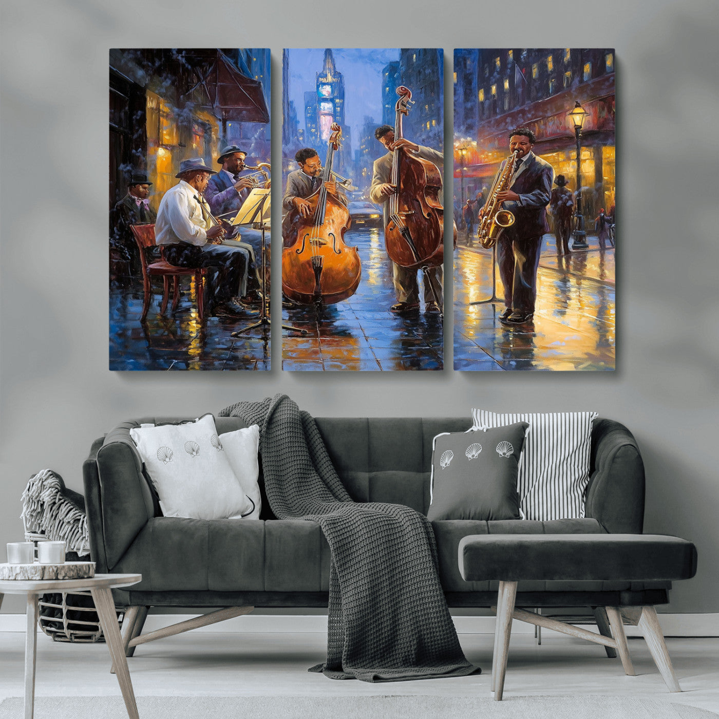 MGV-CV-48X32-3P - Colorful Jazz Wall Art - African American Music Canvas Print - Framed Abstract Music Poster for Home