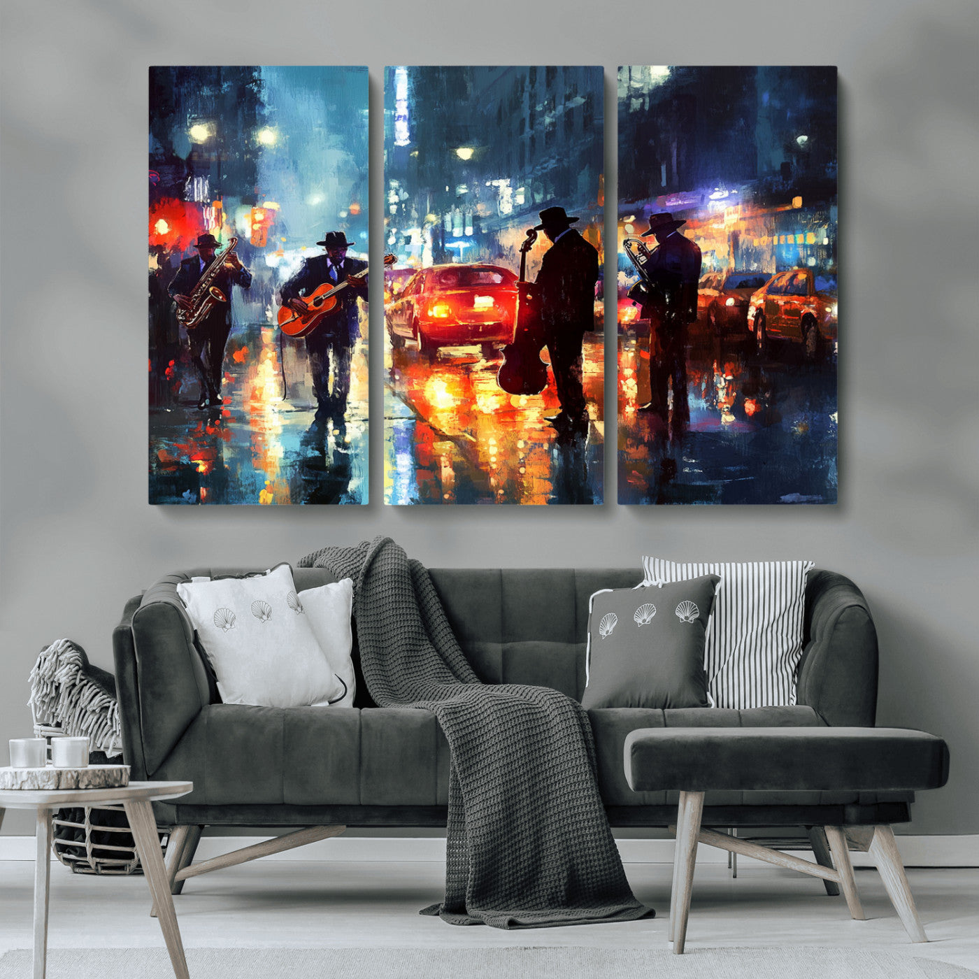 MGV-CV-48X32-3P - African American Jazz Canvas - Abstract Music Wall Art Print - Abstract Jazz Wall Art Framed Prints