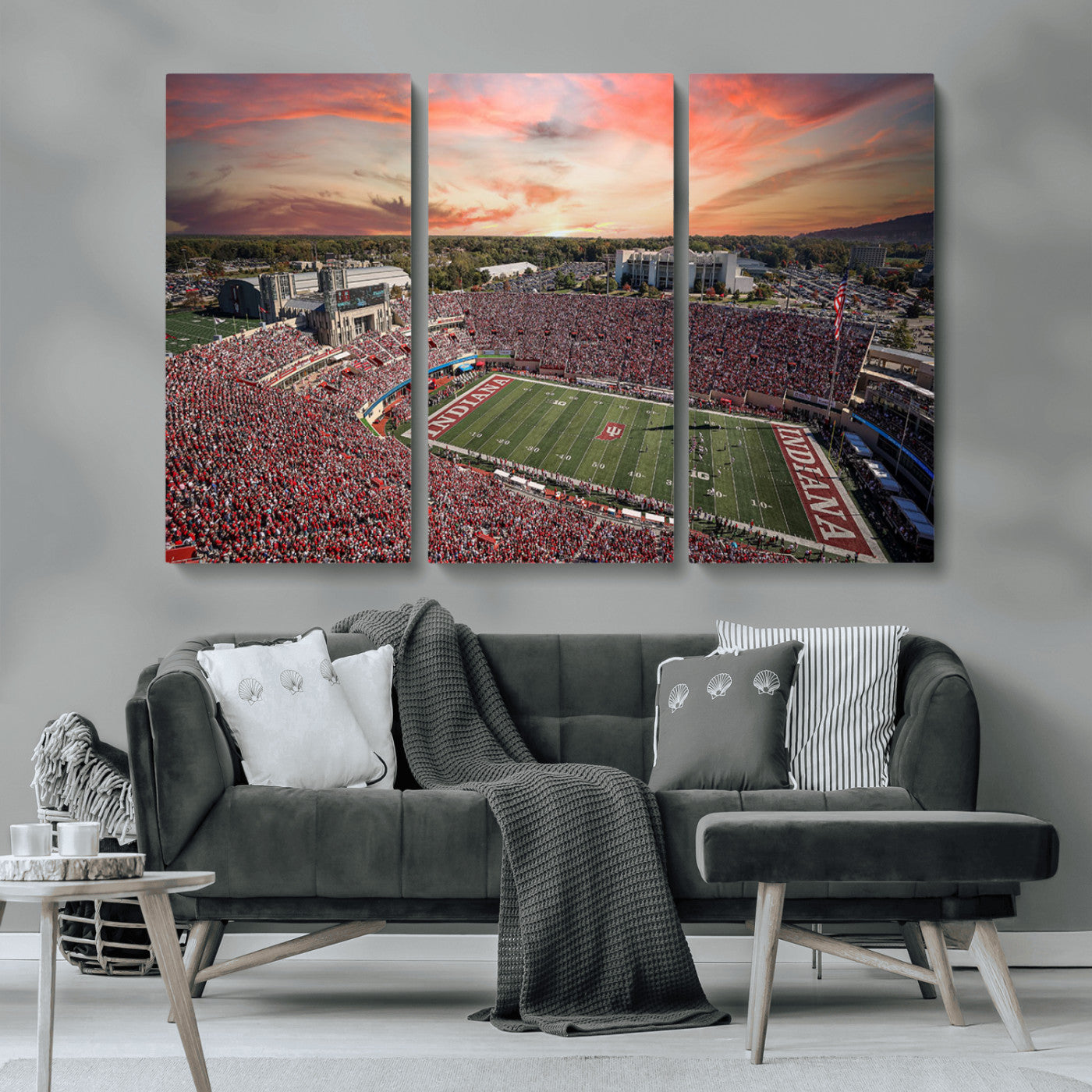 MGV-CV-48X32-3P - Indiana Memorial Stadium Wall Art Canvas Print, Framed Studium Canvas Art, Indiana Memorial Stadium