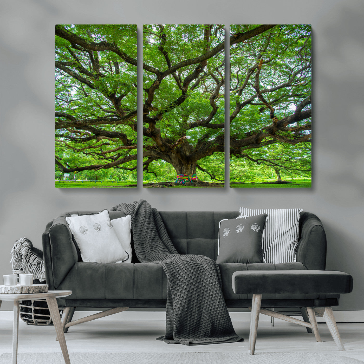 MGV-CV-48X32-3P - Oak Tree Wall Art Print, Forest Canvas Wall Art for Home and Office, Framed Angel Oak Tree Canvas