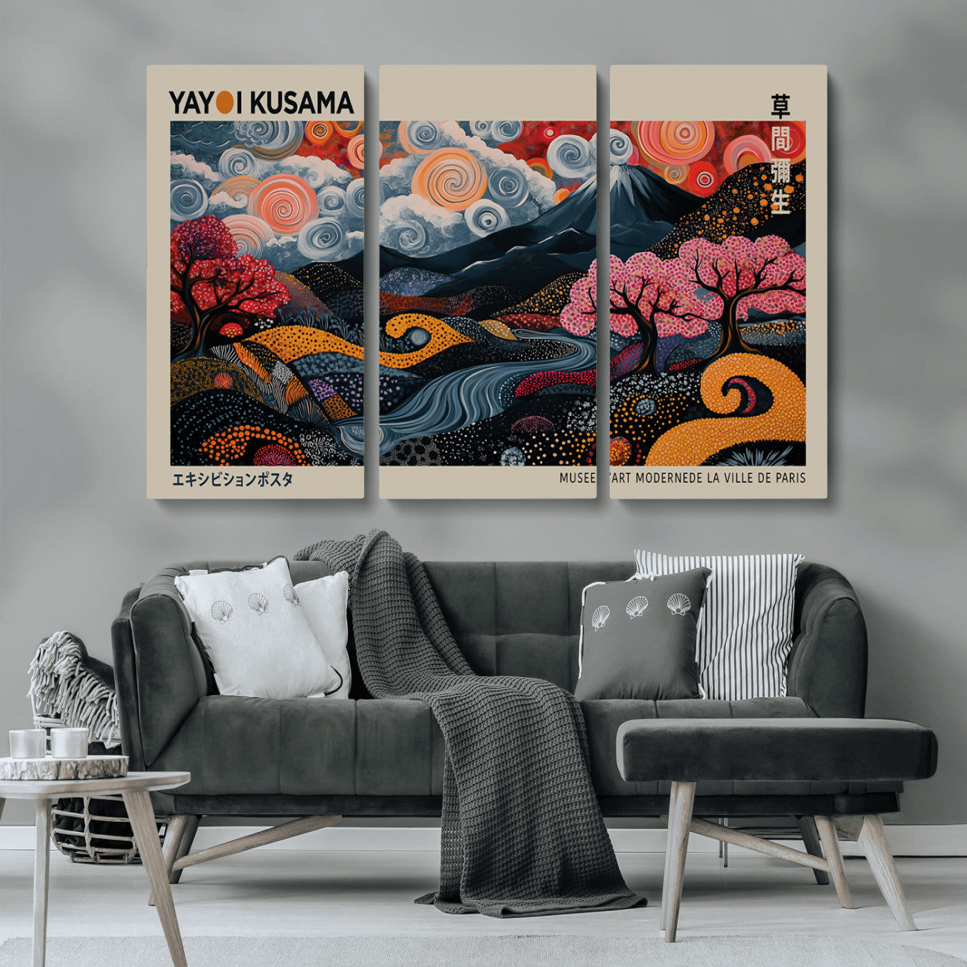 MGV-CV-48X32-3P - Modern Japanese Wall Art Print Yayoi Kusama Canvas