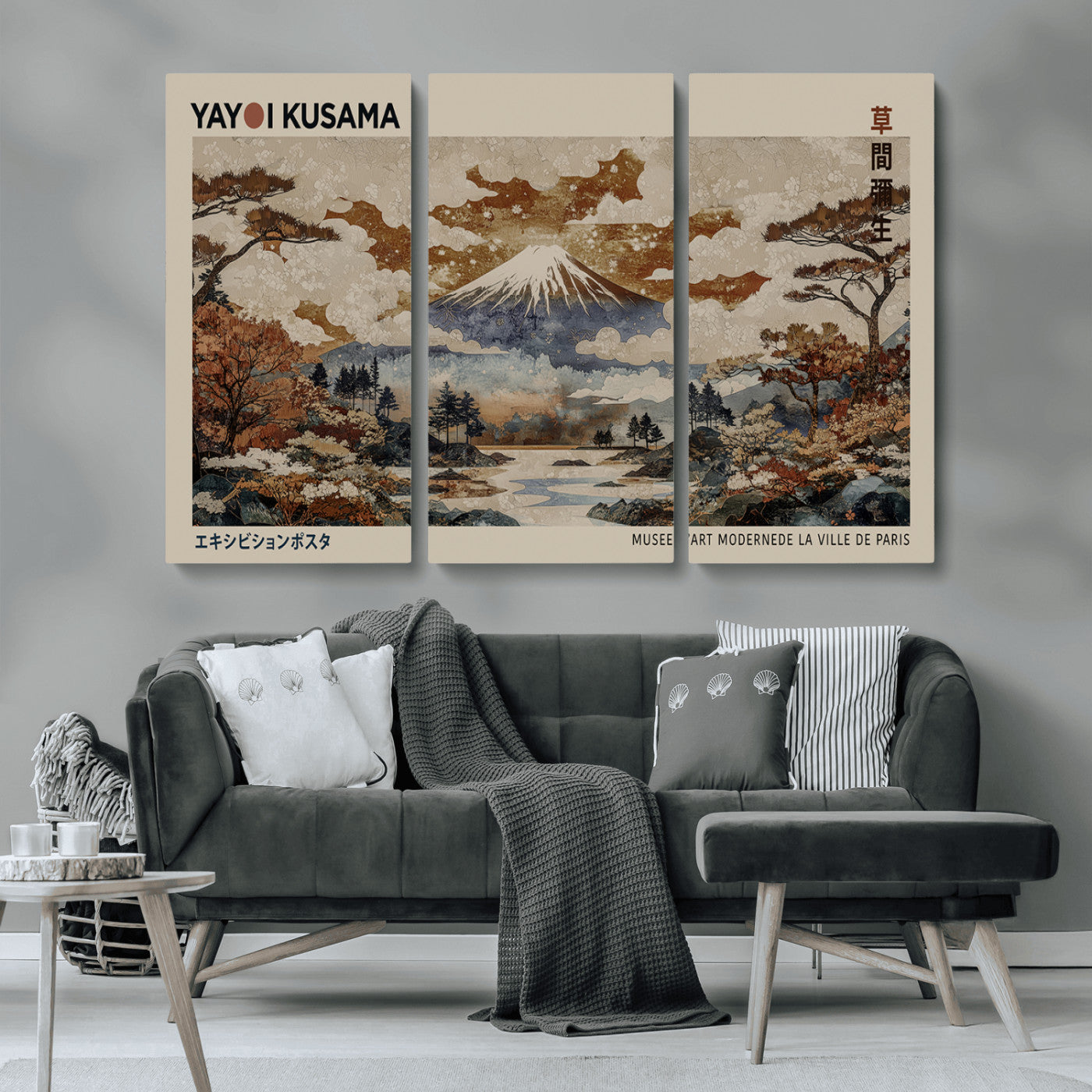 MGV-CV-48X32-3P - Yayoi Wall Art: Transform Your Space, Modern Japanese Wall Art Print Yayoi Kusama Canvas Wall Art