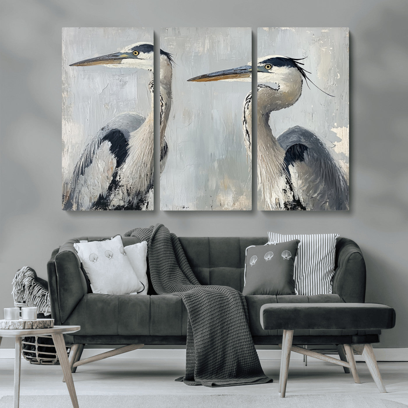 MGV-CV-48X32-3P - Bird Canvas Decor Wall Art Canvas Print, Framed Coastal Bird Pair Art Picture Print, Minimalist Wildlife Wall Perfect Coastal Minimalist Decor Artwork
