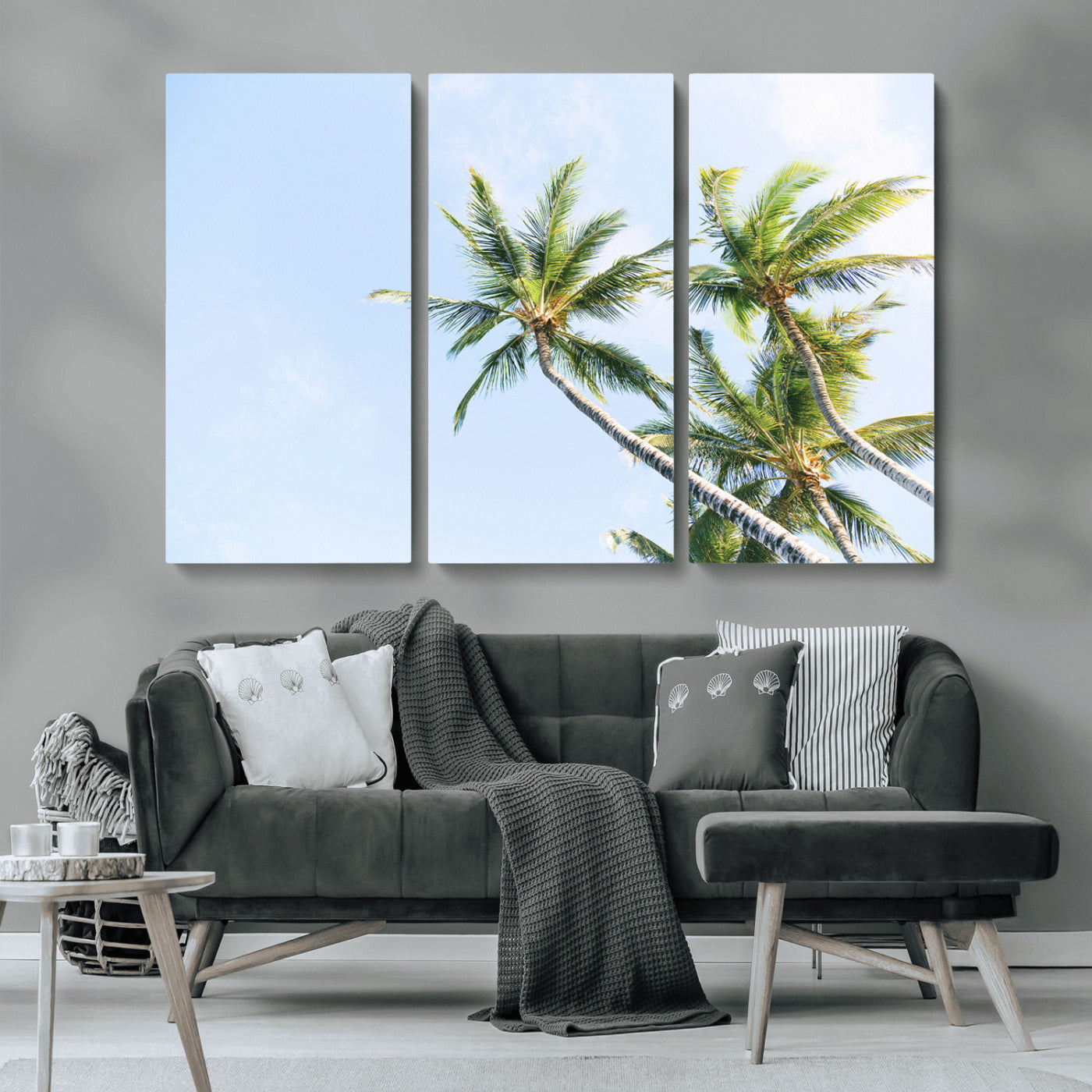 MGV-CV-48X32-3P - Palm Trees Wall Art Canvas Print, Framed Tropical Art Picture Print, Coastal Perfect Tropical Decor Artwork