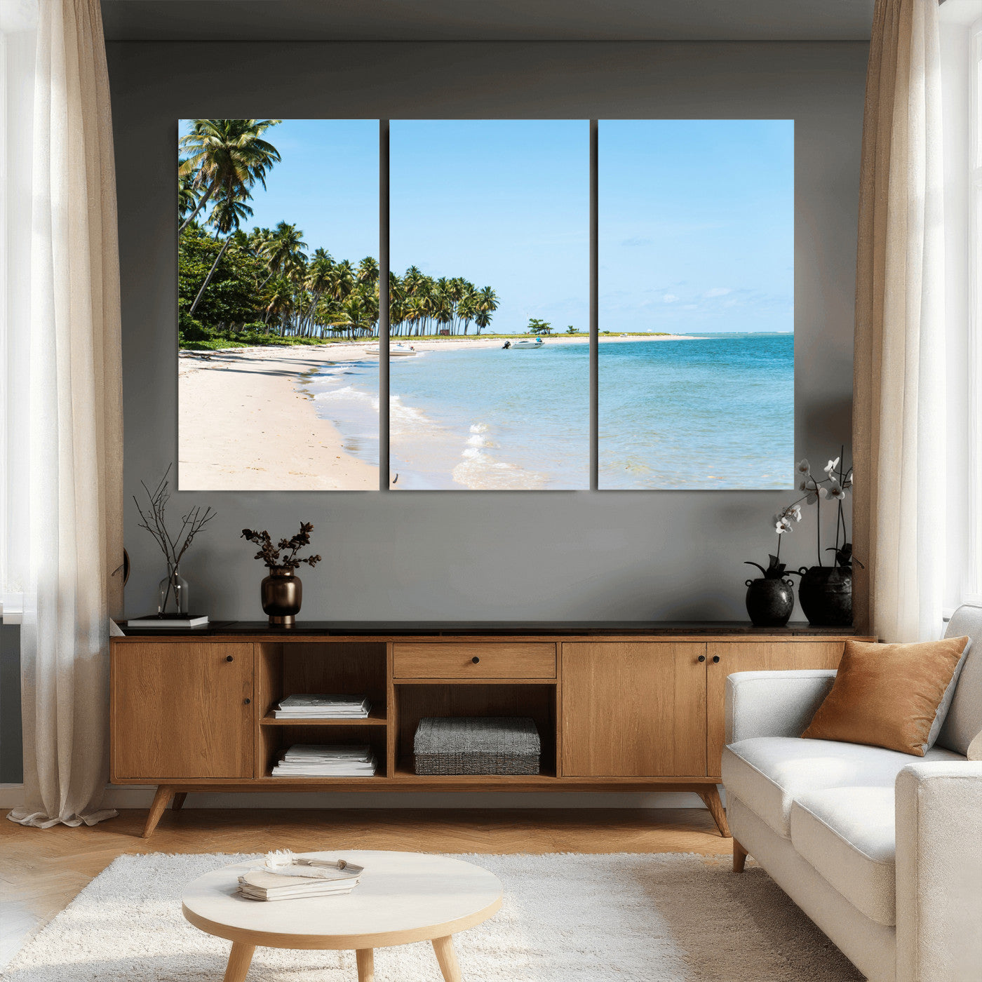 37858872-MGV-CV-36X24 - Palm Tree Paradise Coastal Wall Art – Beach Scene and Ocean Breeze Canvas Print Tranquil Tropical Shore Decor for Living Room, Bedroom or Office