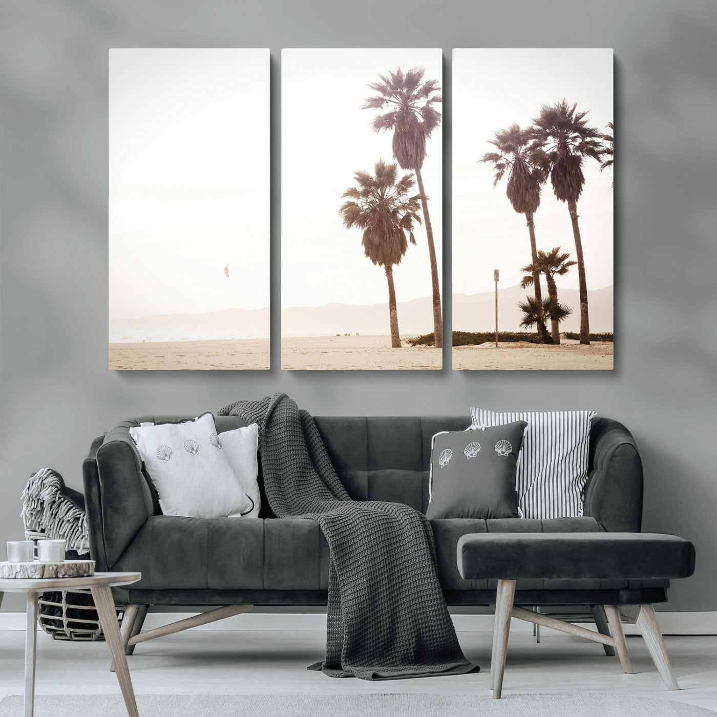 MGV-CV-48X32-3P - Coastal Light Wall Art Canvas Print, Framed Relaxing Shoreline Art Picture Print, Minimalist Ocean Perfect Tropical Serenity Decor Artwork