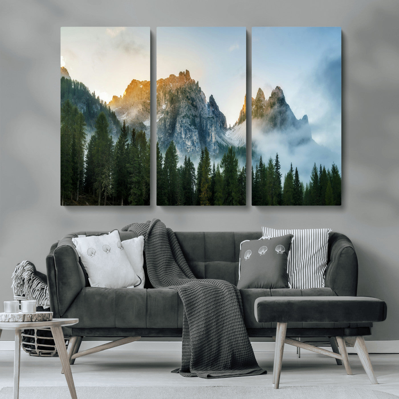 MGV-CV-48X32-3P - Wilderness Wall Art Wall Art Canvas Print, Framed Nature Landscape Decor Art Picture Print, Misty Forest Photography Perfect Rustic Nature Decor Artwork