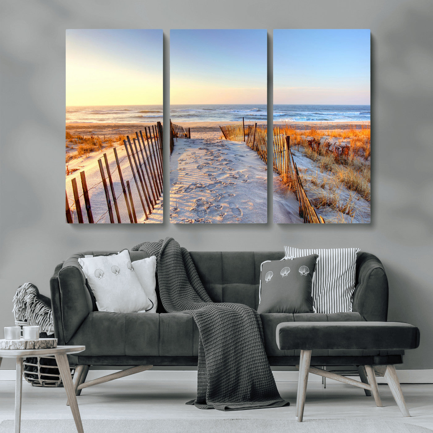 MGV-CV-48X32-3P - Ocean Sunset Wall Art Wall Art Canvas Print, Framed Nautical Photography Art Picture Print, Summer Beach House Decor Perfect Coastal Serenity Decor Artwork