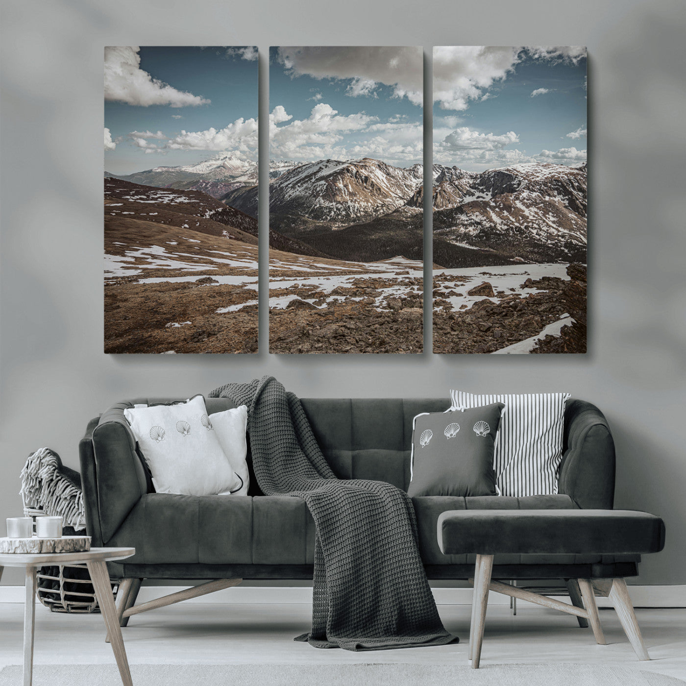 MGV-CV-48X32-3P - Mountain Landscape Wall Art Canvas Print, Framed Snowy Peaks Art Picture Print, Rugged Highlands Perfect Rustic Adventure Decor Artwork