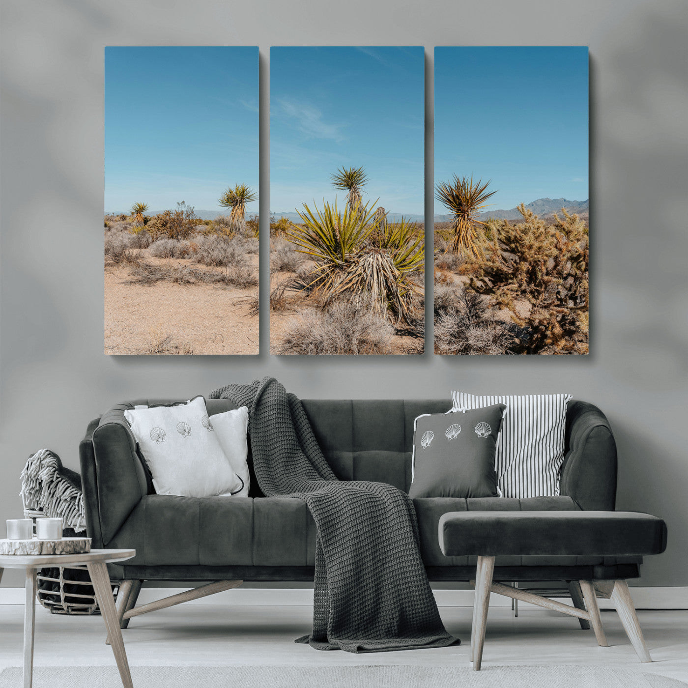 MGV-CV-48X32-3P - Joshua Tree Wall Art Canvas Print, Framed Desert Landscape Art Picture Print, Warm Earth Tones Perfect Southwestern Minimalist Decor Artwork