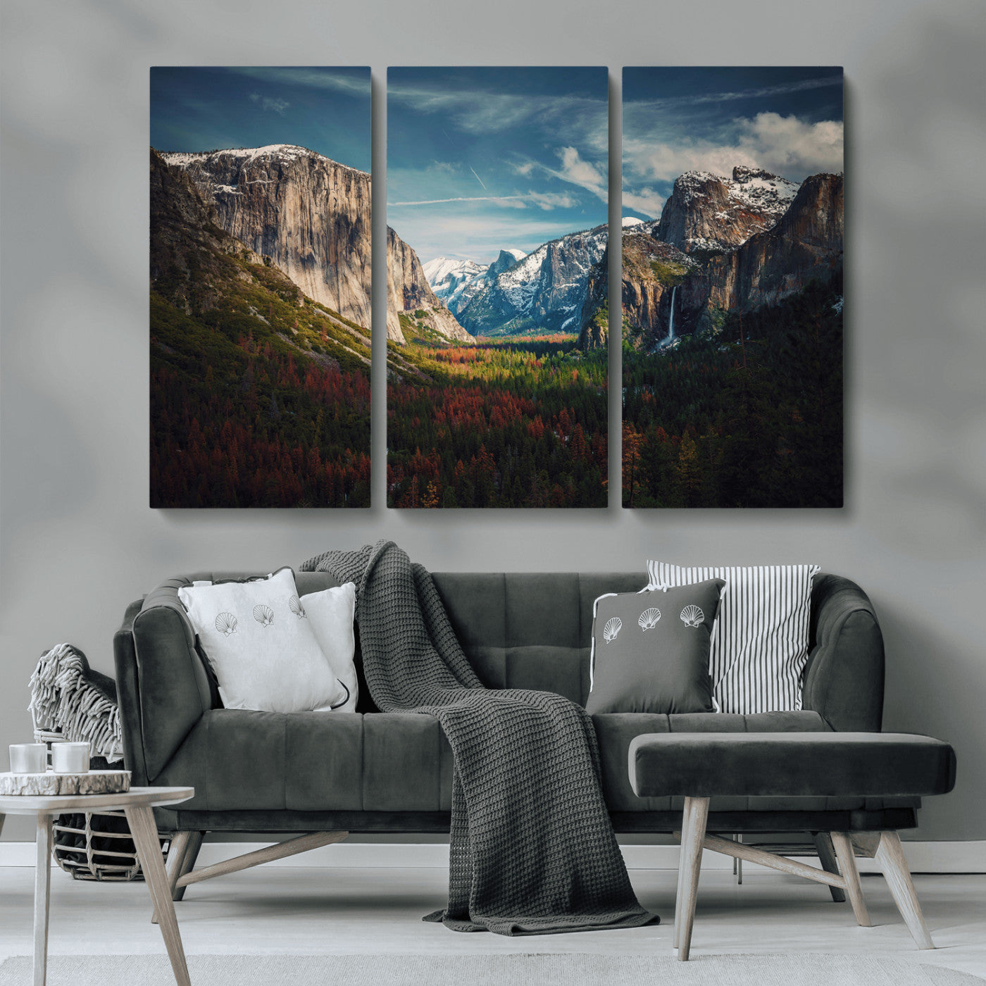 MGV-CV-48X32-3P - Yosemite National Park Wall Art Canvas Print, Framed Mountain Landscape Art Picture Print, El Capitan Perfect Rustic Farmhouse Decor Artwork