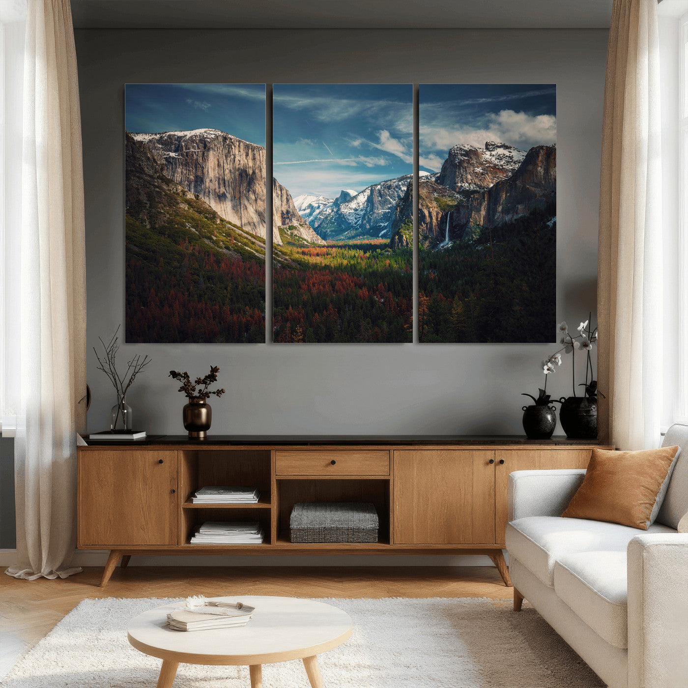 15244033-MGV-CV-36X24 - Yosemite National Park Wall Art – Framed Mountain Landscape El Capitan Canvas Print Scenic Decor for Home, Office Decor