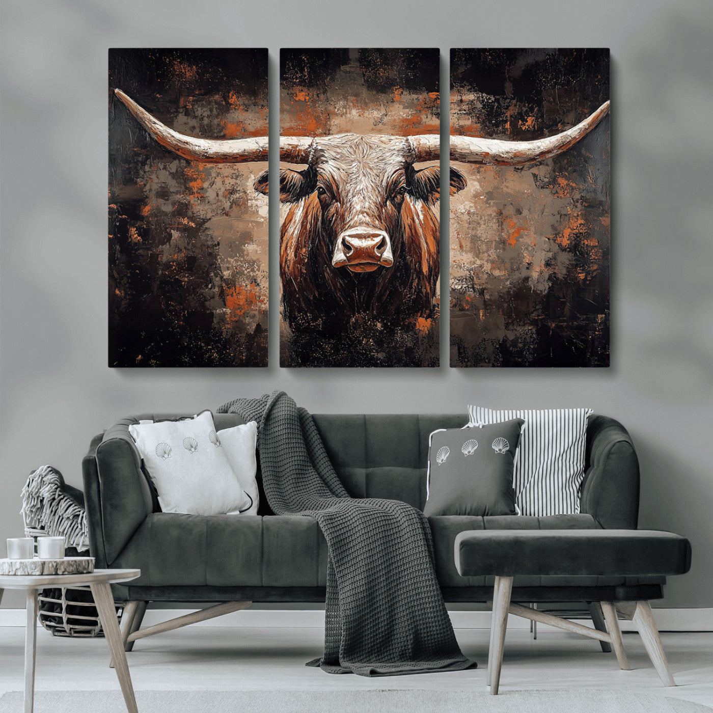 24779067-MGV-CV-36X24-Rustic Longhorn Bull Wall Art Canvas Print – Vintage Western Cattle Painting, Texas Steer Artwork for Ranch, Farmhouse or Cowboy Decor