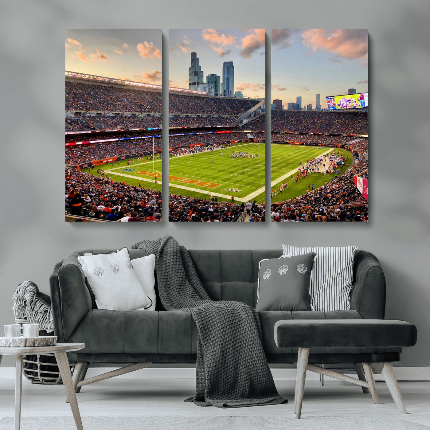 MGV-CV-48X32-3P - Chicago Bears Soldiers Field Wall Art Canvas Print – Framed Football Stadium Artwork for Sports