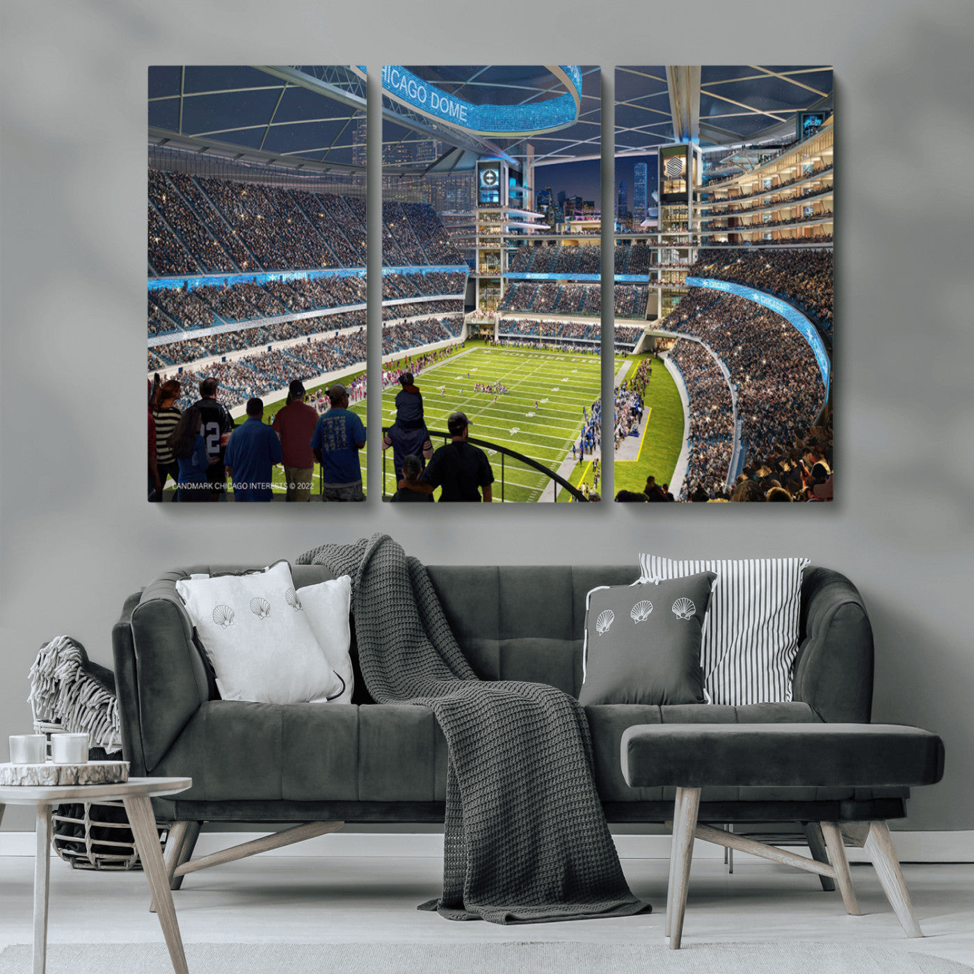 MGV-CV-48X32-3P - Chicago Bears Soldiers Field Wall Art Canvas Print – Framed Football Stadium Artwork for Sports