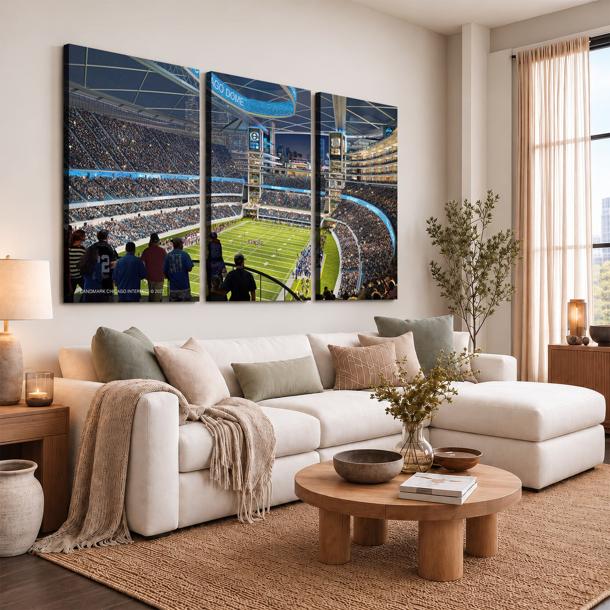 41816511-MGV-CV-36X24 - Chicago Dome Stadium Wall Art Canvas Print, Framed Modern Decor