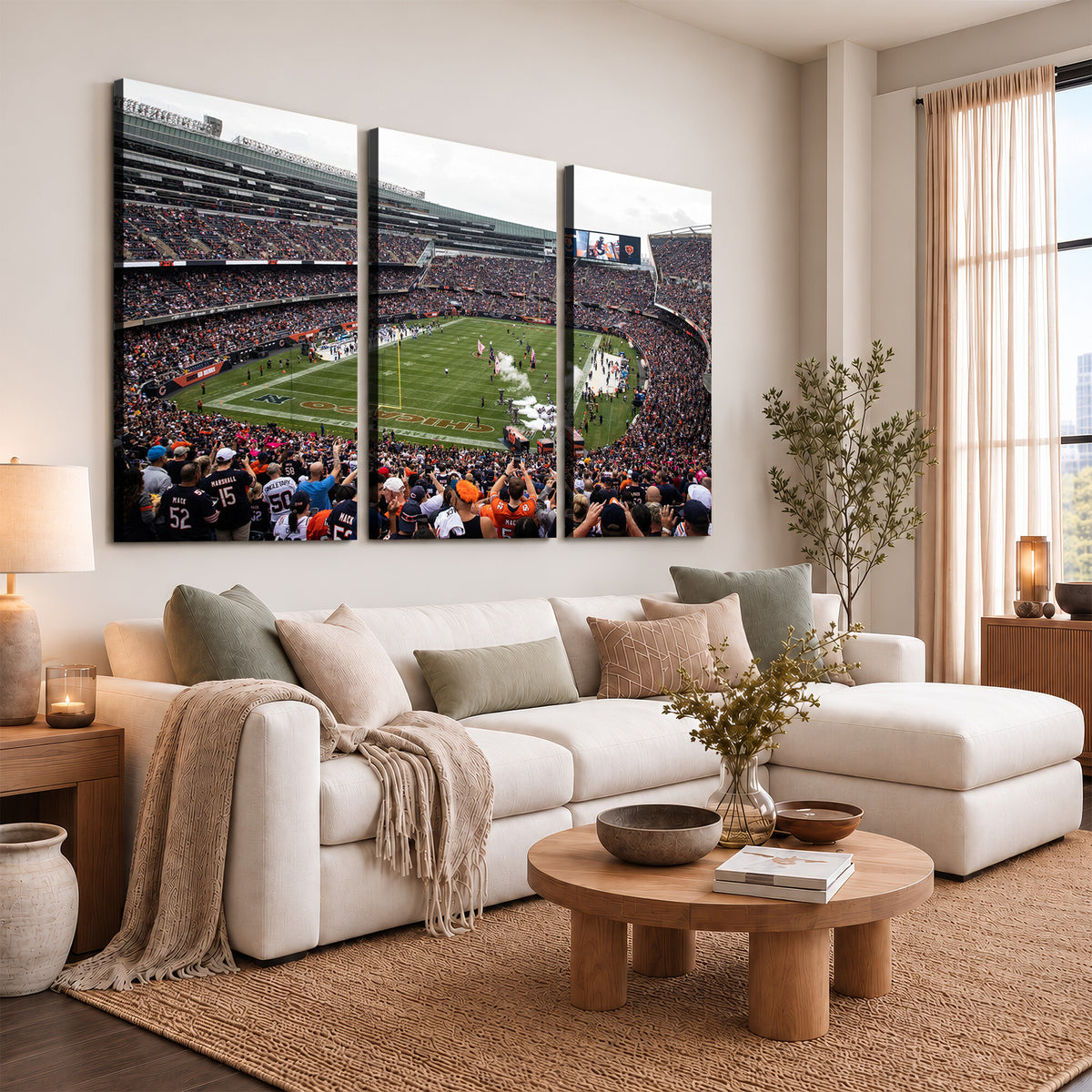 18347149-MGV-CV-36X24 - Chicago Bears Soldier Field Wall Art Canvas Print – Framed Football Stadium Artwork Team Spirit for home, office