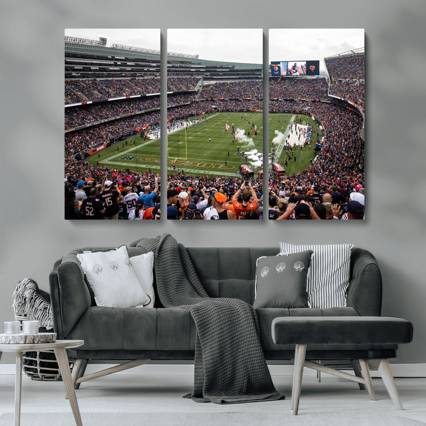 18347149-MGV-CV-36X24-Chicago Bears Soldiers Field Wall Art Canvas Print – Framed Football Stadium Artwork for Sports Fans, Soldier Field Skyline Canvas Decor for Game Room