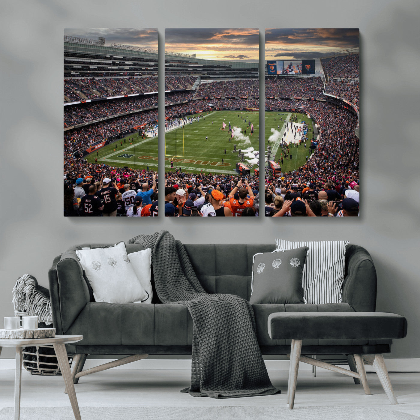 MGV-CV-48X32-3P - Chicago Bears Soldiers Field Wall Art Canvas Print – Framed Football Stadium Artwork for Sports