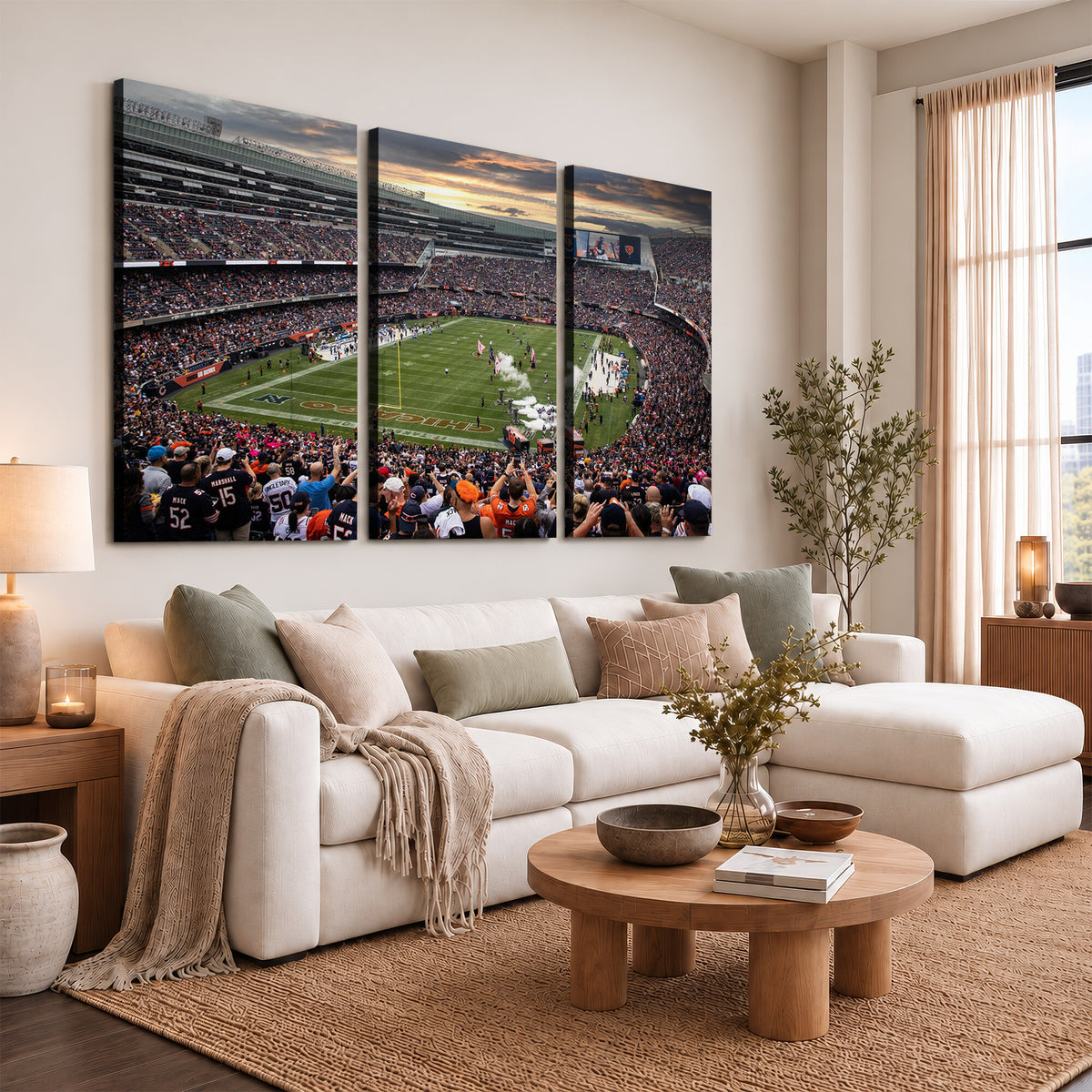 87578930-PAN-FL-20X10 - Chicago Bears Soldiers Field Wall Art Canvas Print, Home Bar Wall Decor