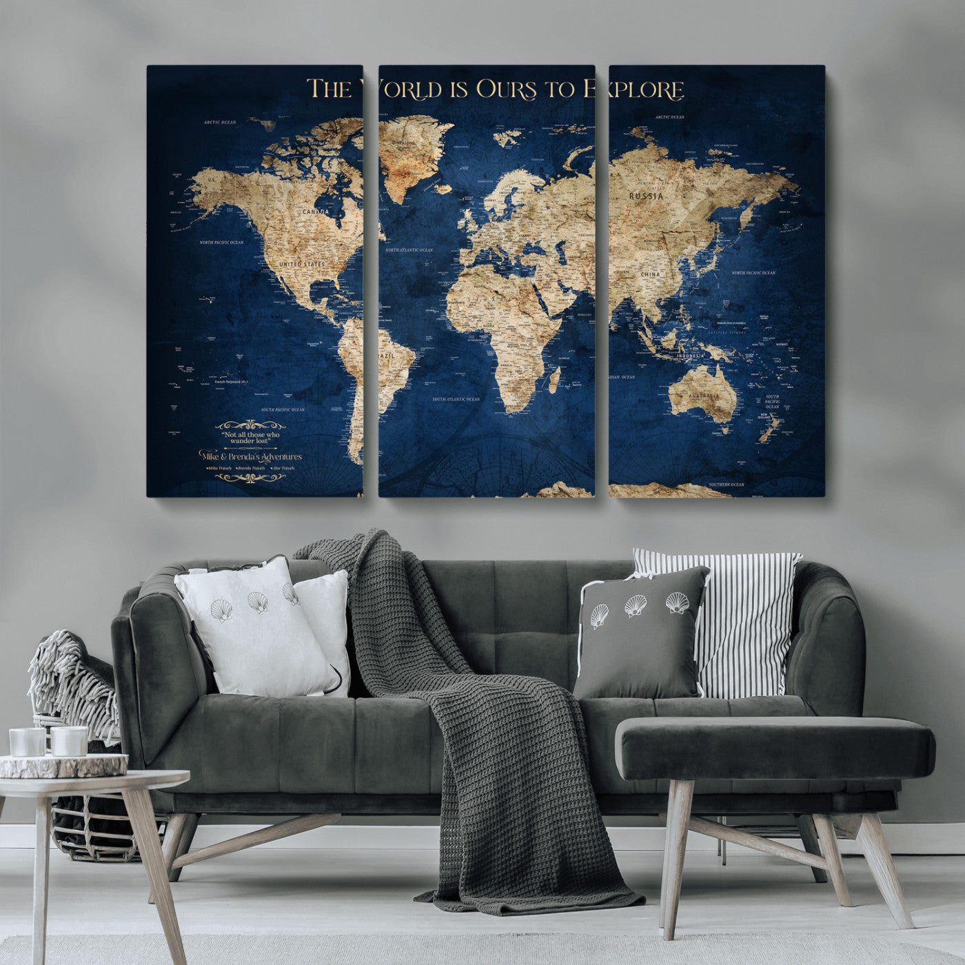 10181149-MGV-CV-36X24-Framed Push Pin World Travel Map – Canvas Wall Print of Where I’ve Been, Old-Style Adventure Map with Pins for Tracking Trips - H2-3