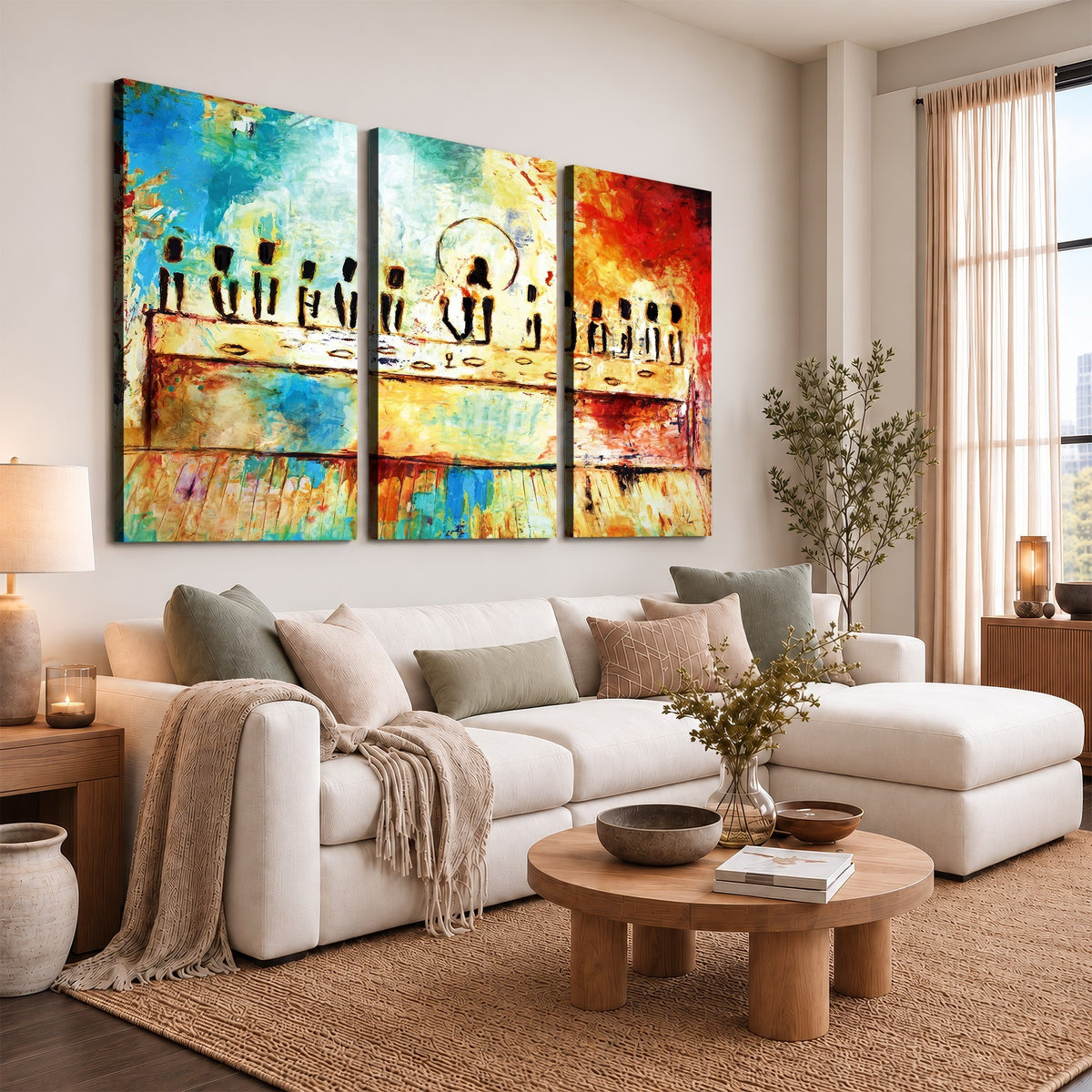 YKE34632598CR-_Poster-30x20 - Abstract Last Supper Wall Art, Jesus and Apostles Canvas Print, Religious Decor