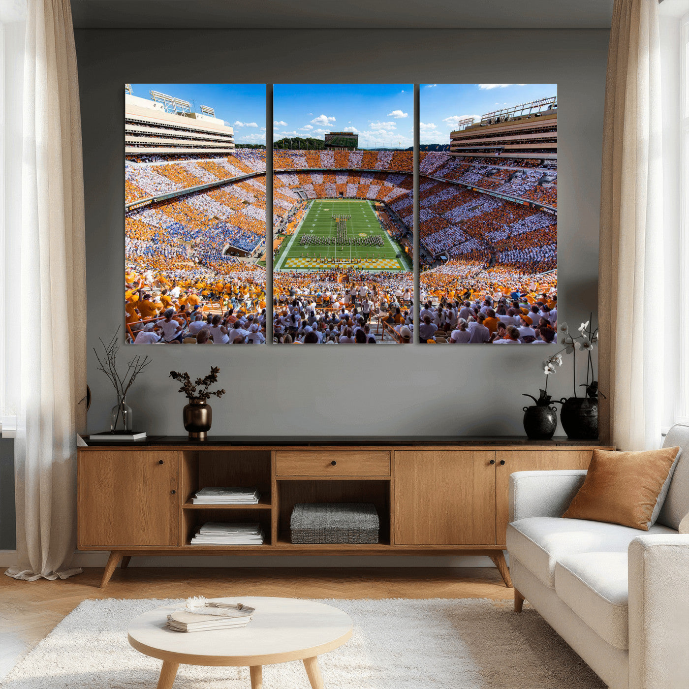 77097951-MGV-CV-36X24 - Tennessee Neyland Stadium Wall Art, Sports Arena Canvas Print, Panoramic Stadium Canvas Artwork for Home, Office
