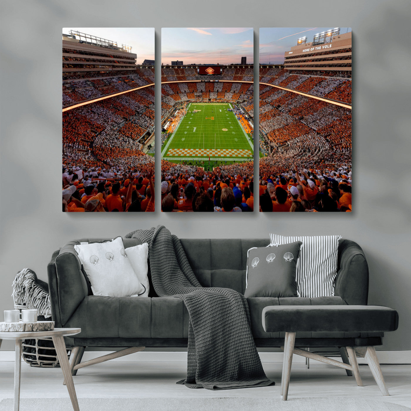 37160229-MGV-CV-48X32-3P-Tennessee Neyland Stadium Wall Art Print, Sports Arena Canvas Wall Art, Panoramic Stadium Canvas Print, Modern Athletic Field Art Printing