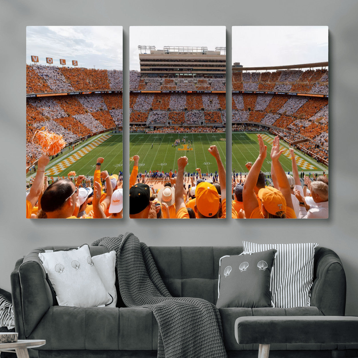 76011417-MGV-CV-48X32-3P - Tennessee Neyland Stadium Wall Art, Sports Arena Canvas Print, Panoramic Stadium Artwork for Home, Office