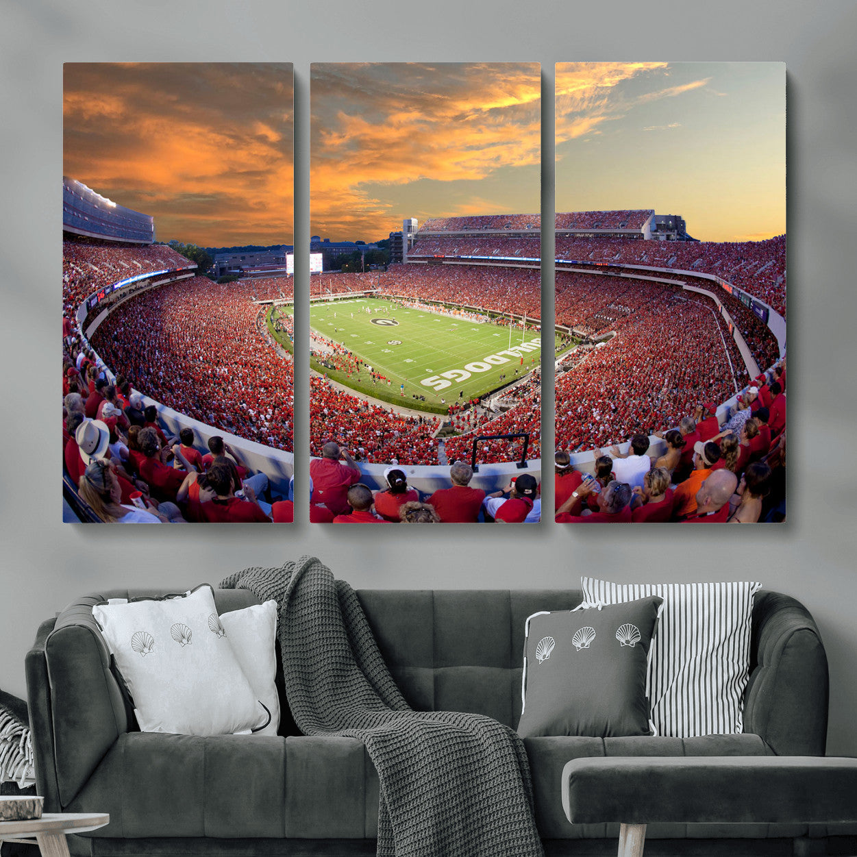 73680988-MGV-CV-48X32-3P - Dooley Stadium Wall Art, Sports Arena Canvas Print, Dooley Field Sanford Stadium Artwork for Home, Office