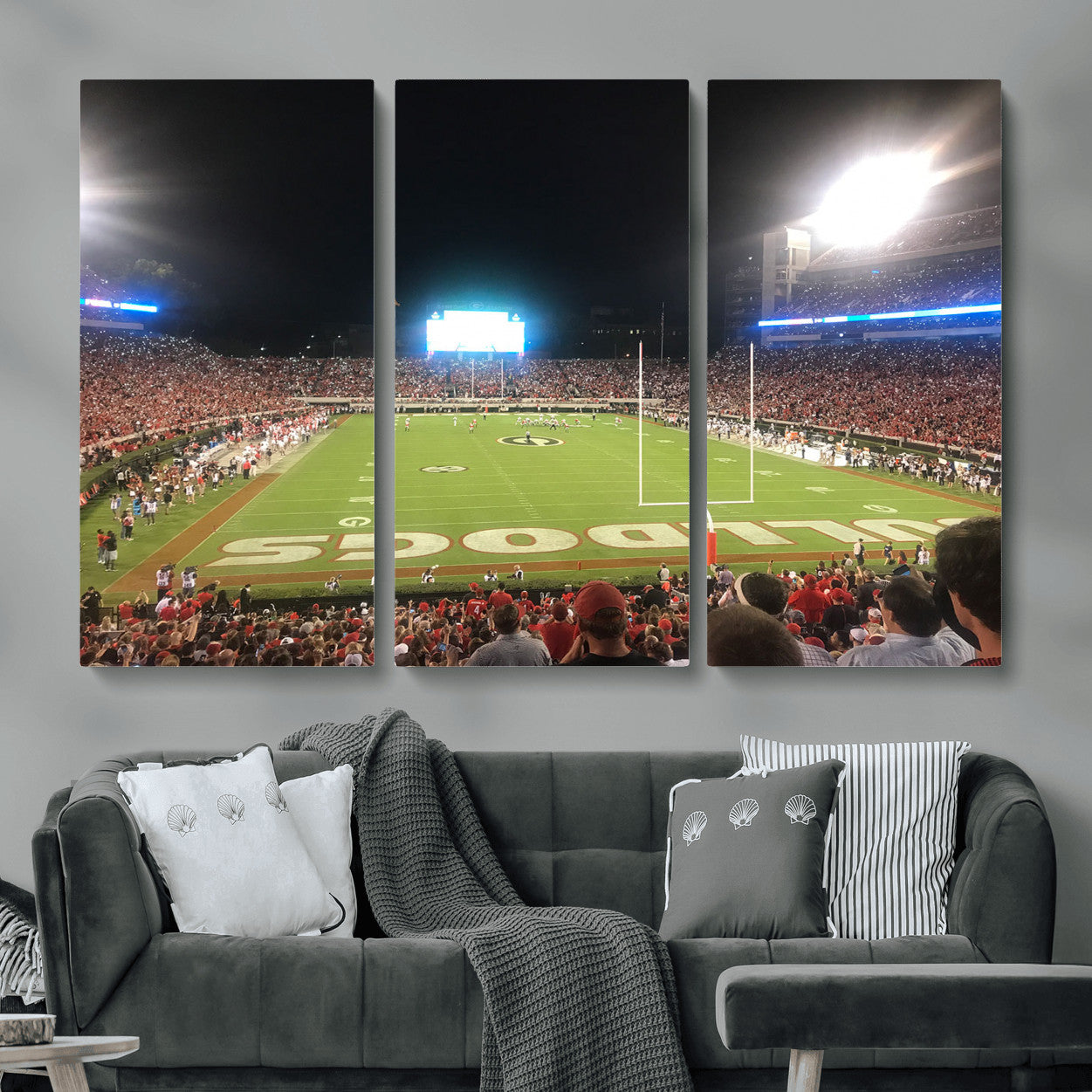 16230786-MGV-CV-48X32-3P - Dooley Stadium Wall Art, Sports Arena Panoramic Canvas Print, Modern Stadium Landscape Artwork for Home, Office