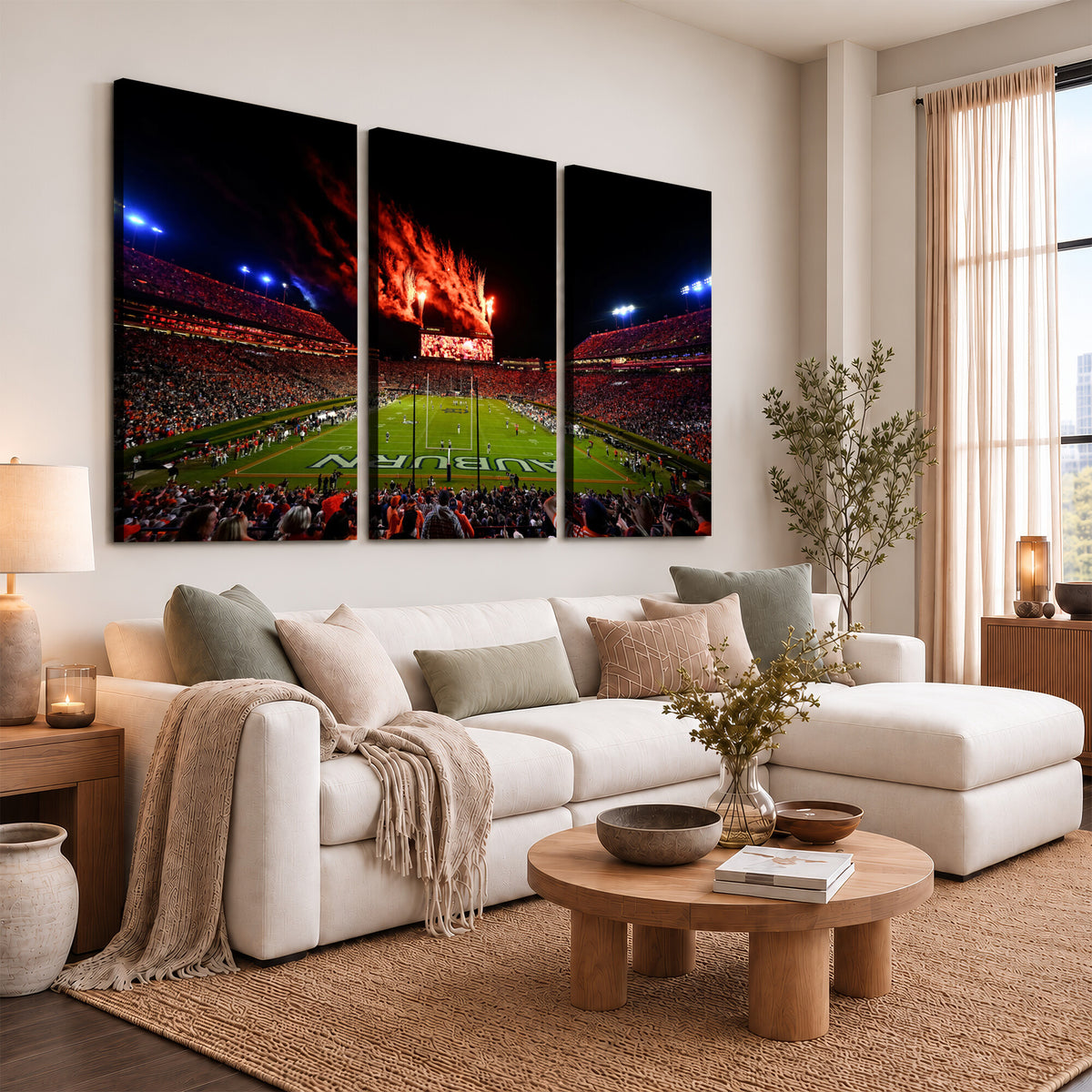 59046876-MGV-CV-36X24 - Jordan-Hare Football Stadium Wall Art Canvas Print, Football Stadium Aerial View