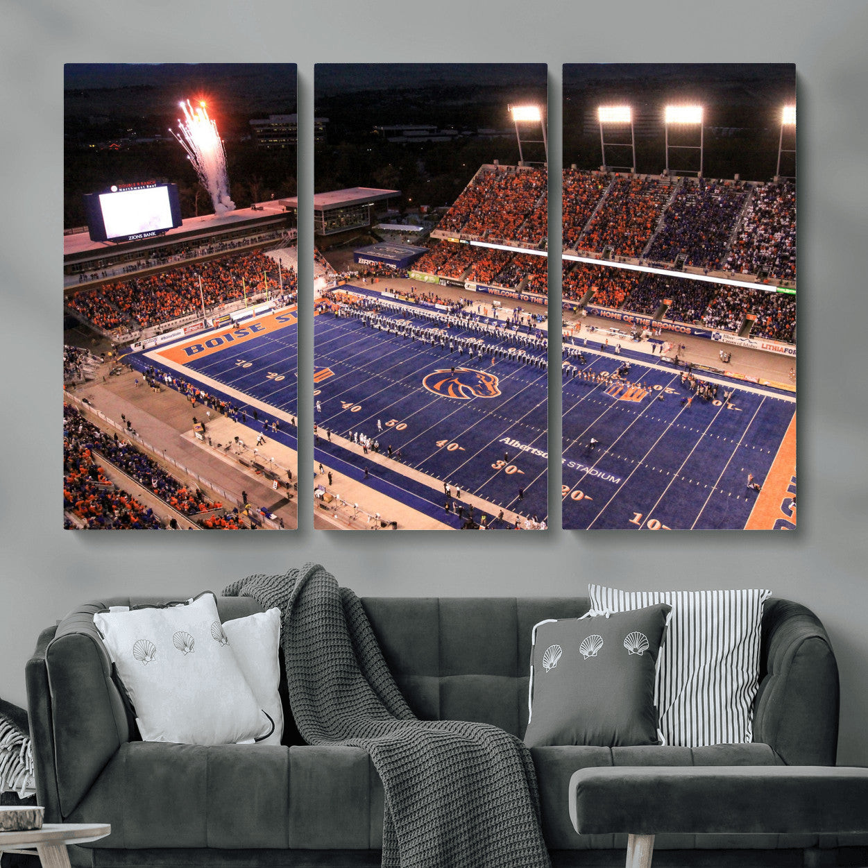 BS1001S-MGV-CV-48X32-3P - Boise State Broncos Albertsons Stadium Wall Art Canvas Print